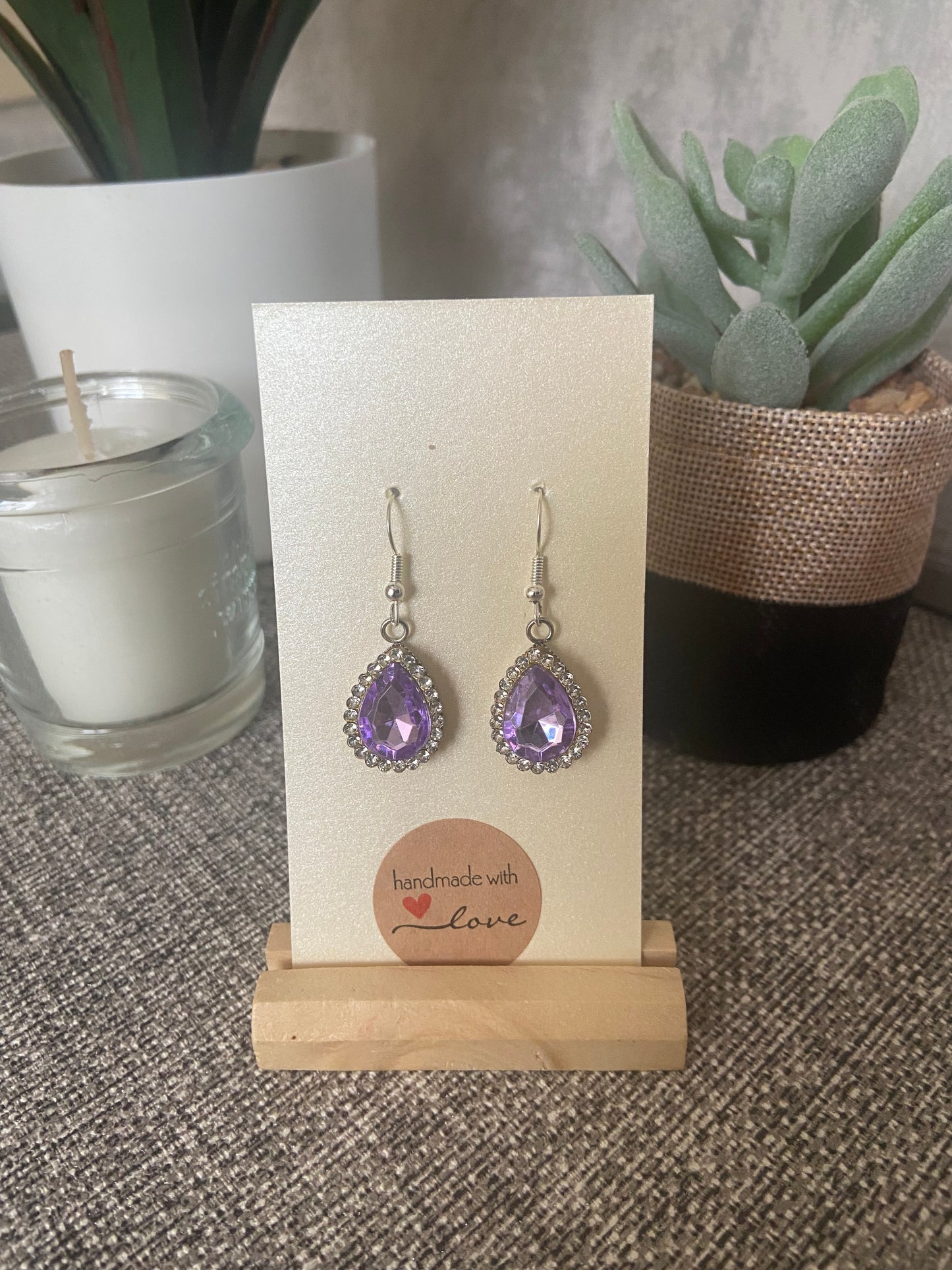 Teardrop Rhinestone Silver Earring
