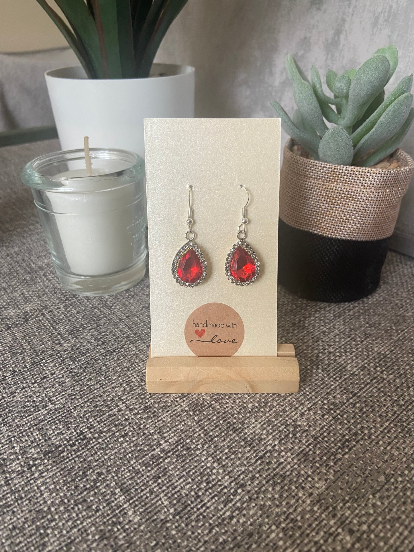 Teardrop Rhinestone Silver Earring