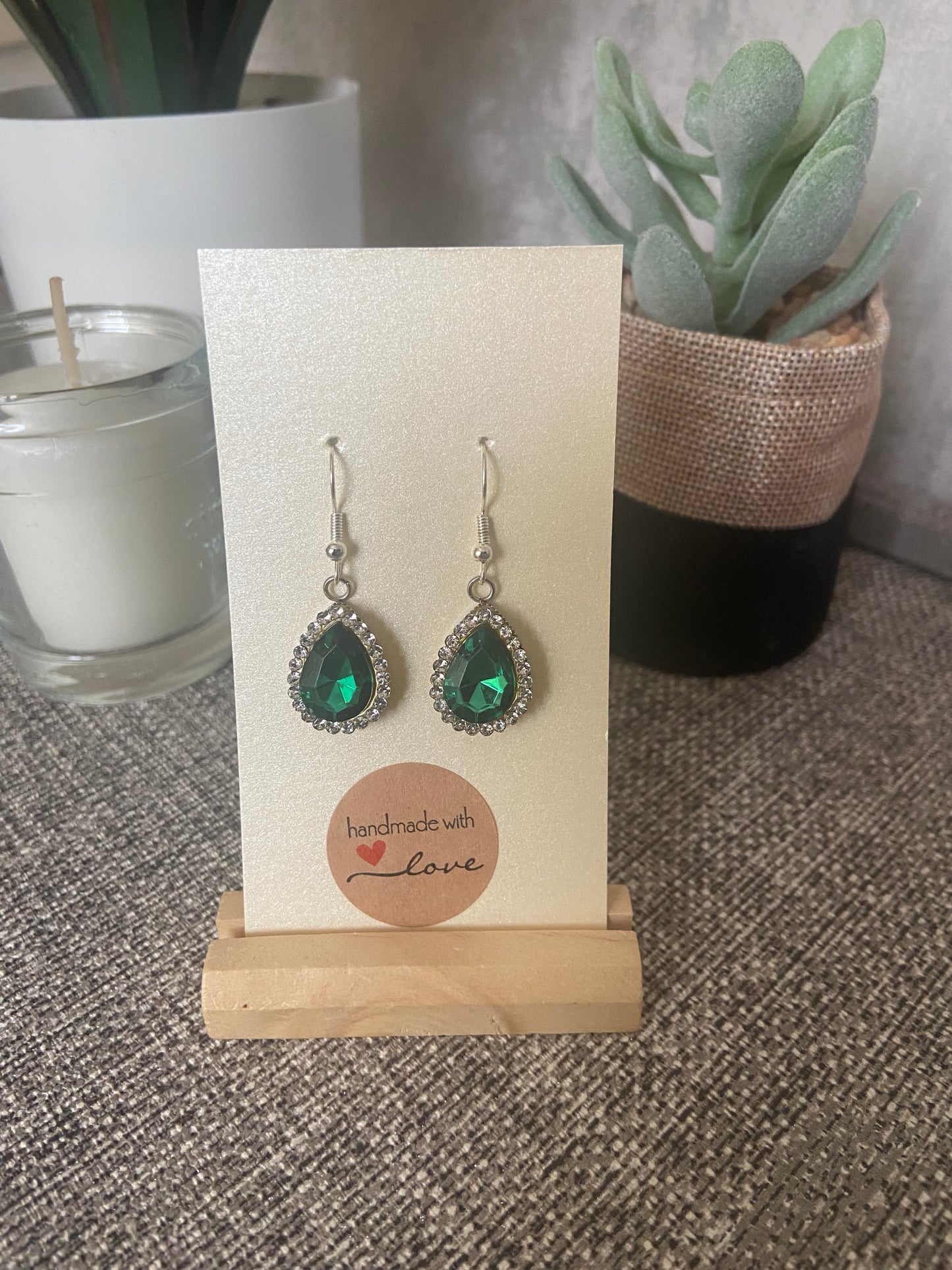 Teardrop Rhinestone Silver Earring