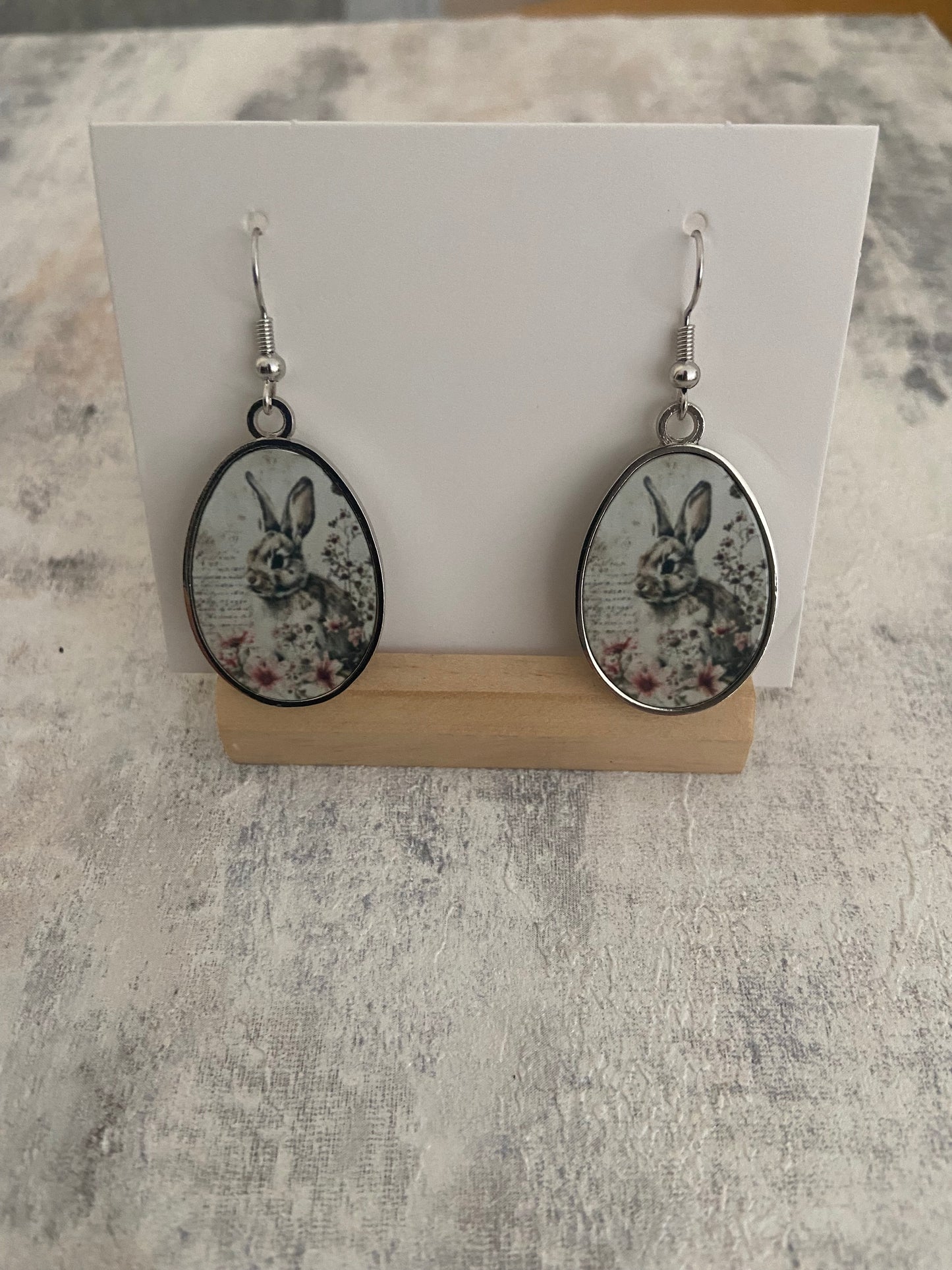 Pendant Drop Metal Silver Earrings 5cm Double sided- Selection of Images