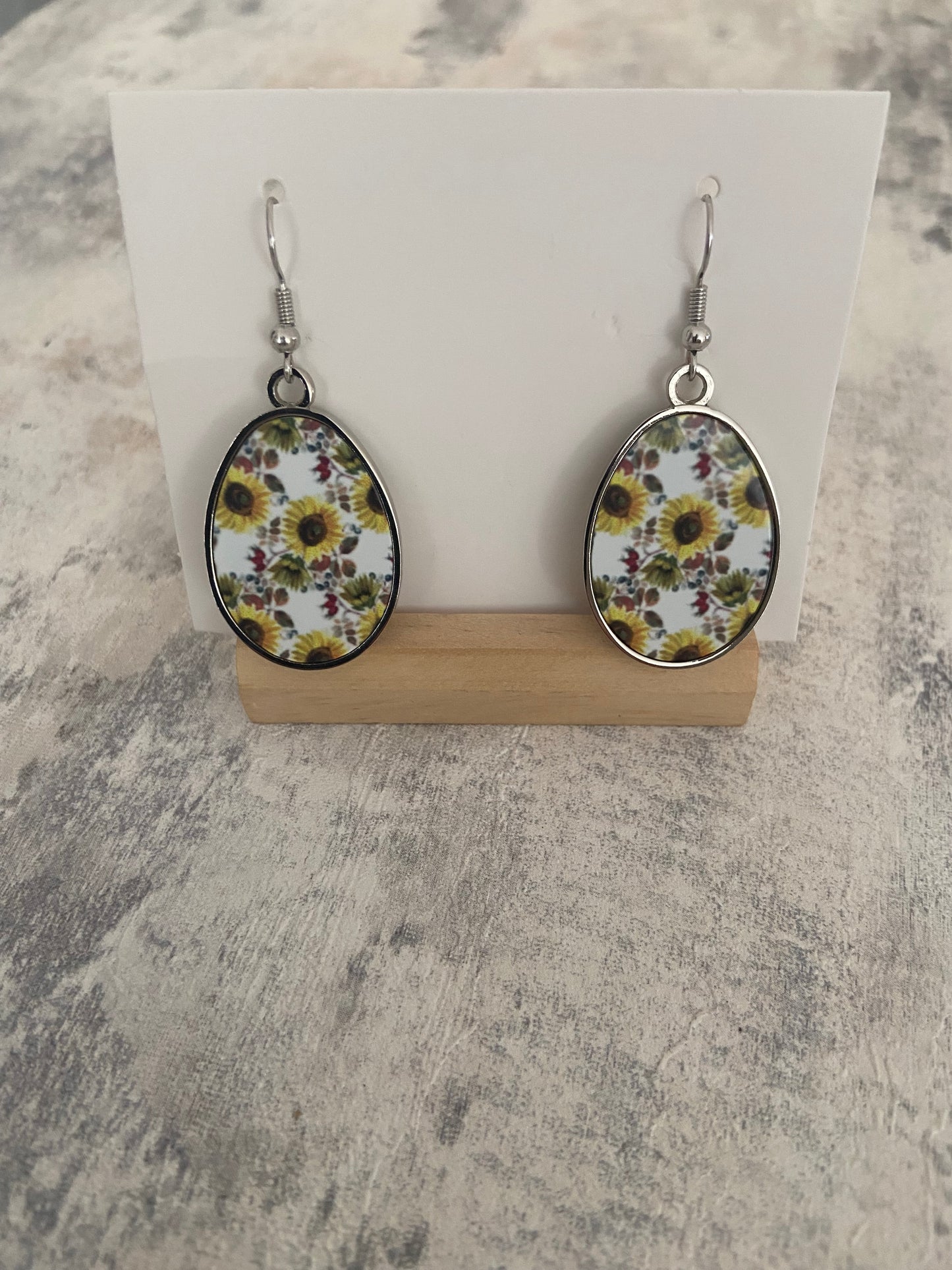 Pendant Drop Metal Silver Earrings 5cm Double sided- Selection of Images