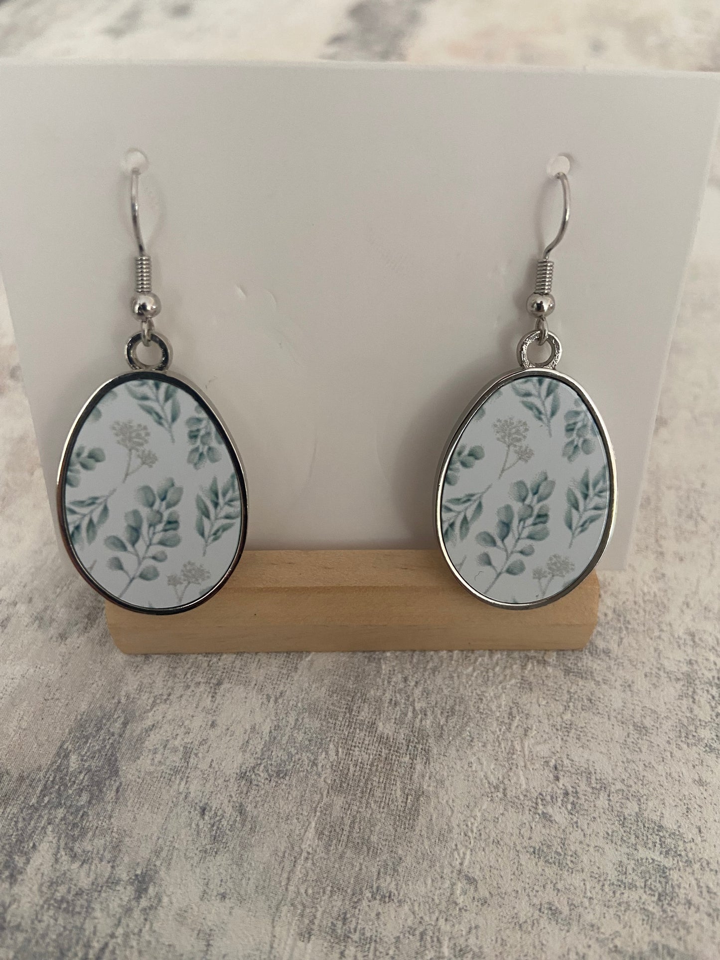 Pendant Drop Metal Silver Earrings 5cm Double sided- Selection of Images