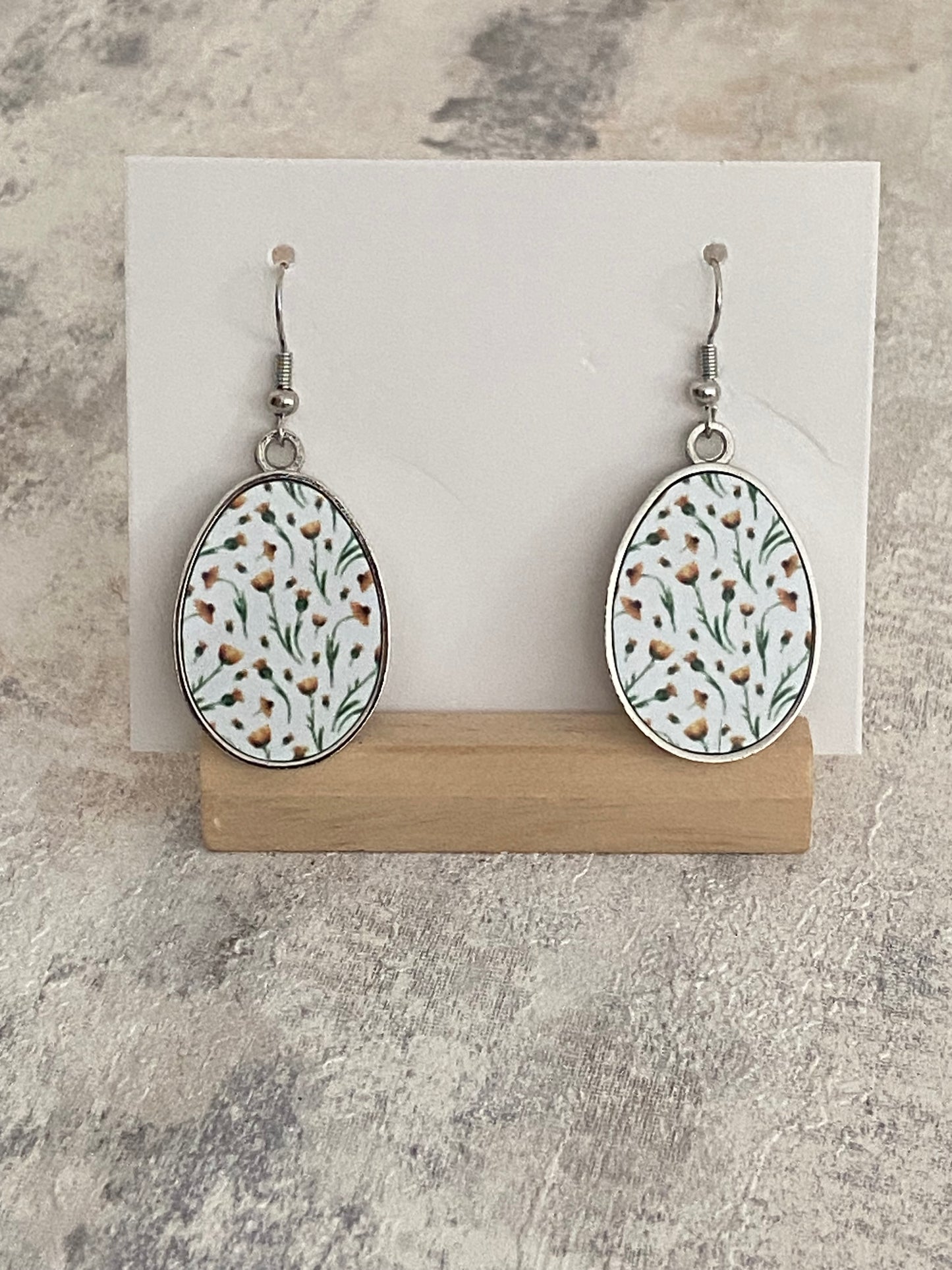 Pendant Drop Metal Silver Earrings 5cm Double sided- Selection of Images