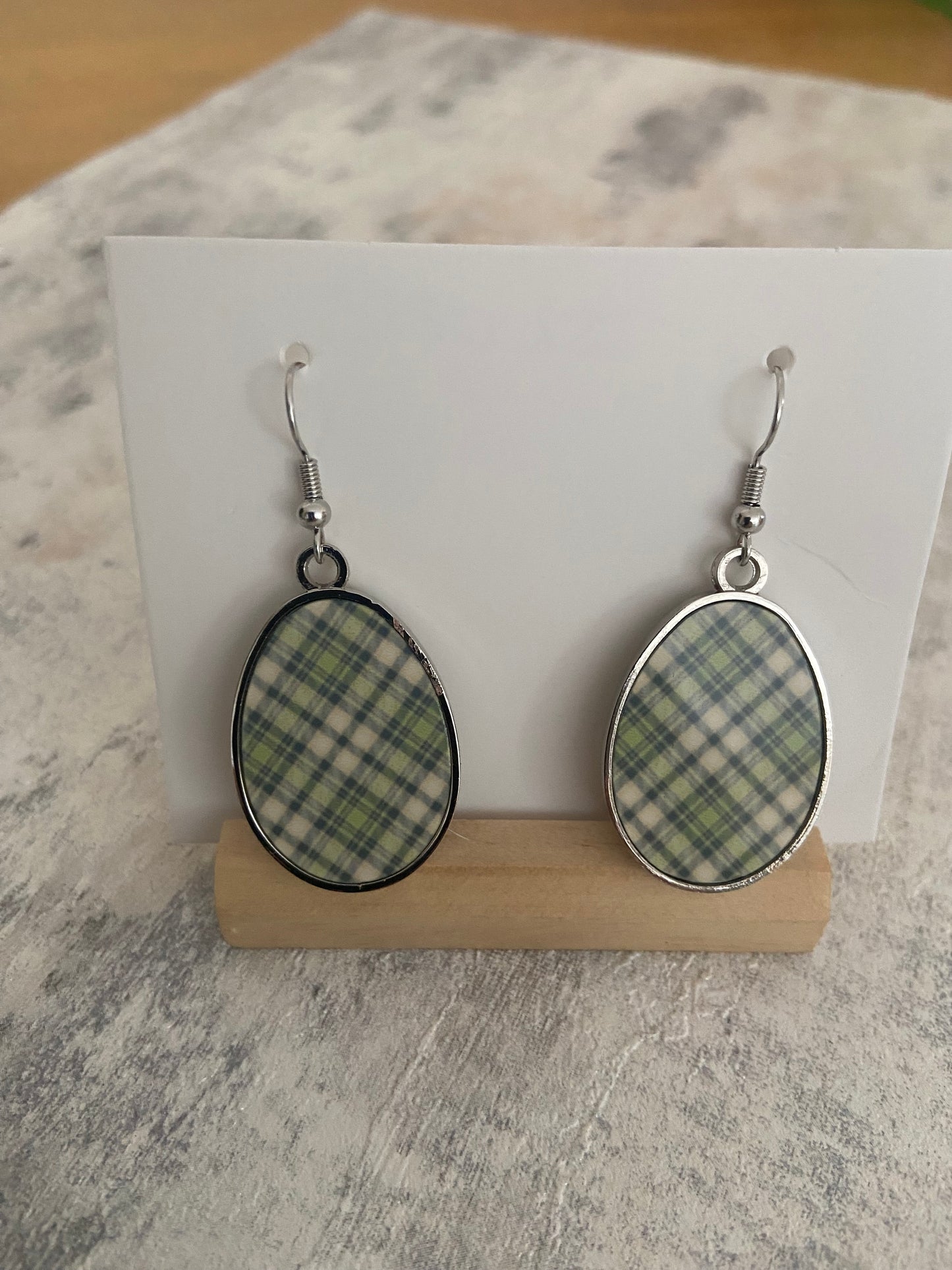 Pendant Drop Metal Silver Earrings 5cm Double sided- Selection of Images