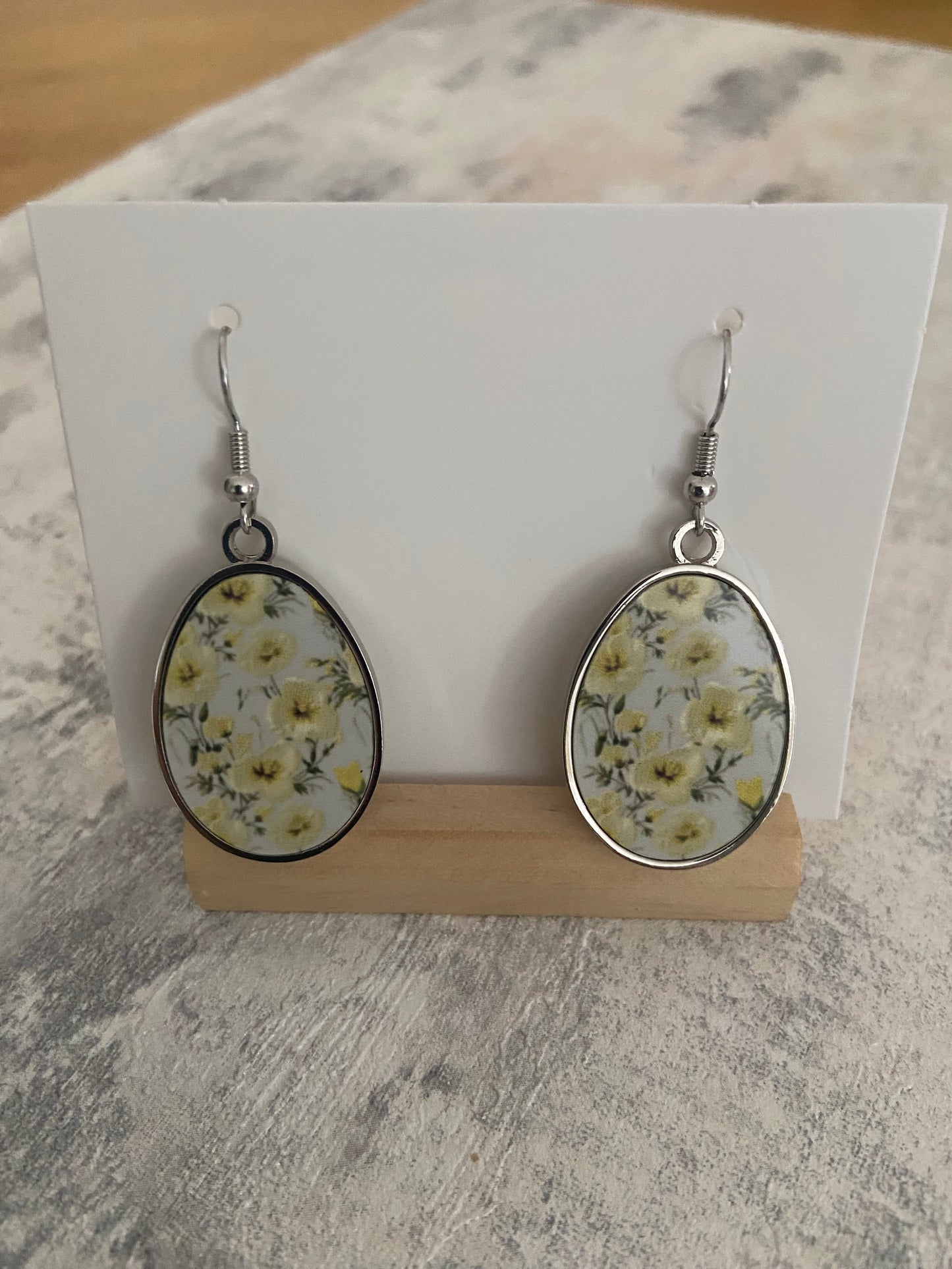 Pendant Drop Metal Silver Earrings 5cm Double sided- Selection of Images