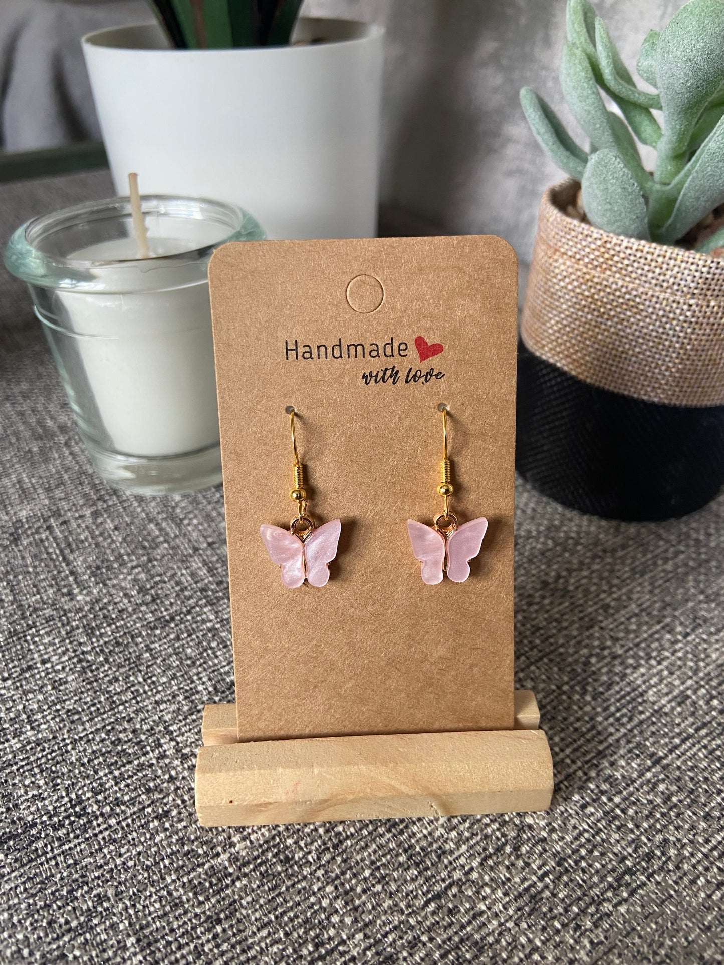 Small Butterfly Dangle Gold Earring