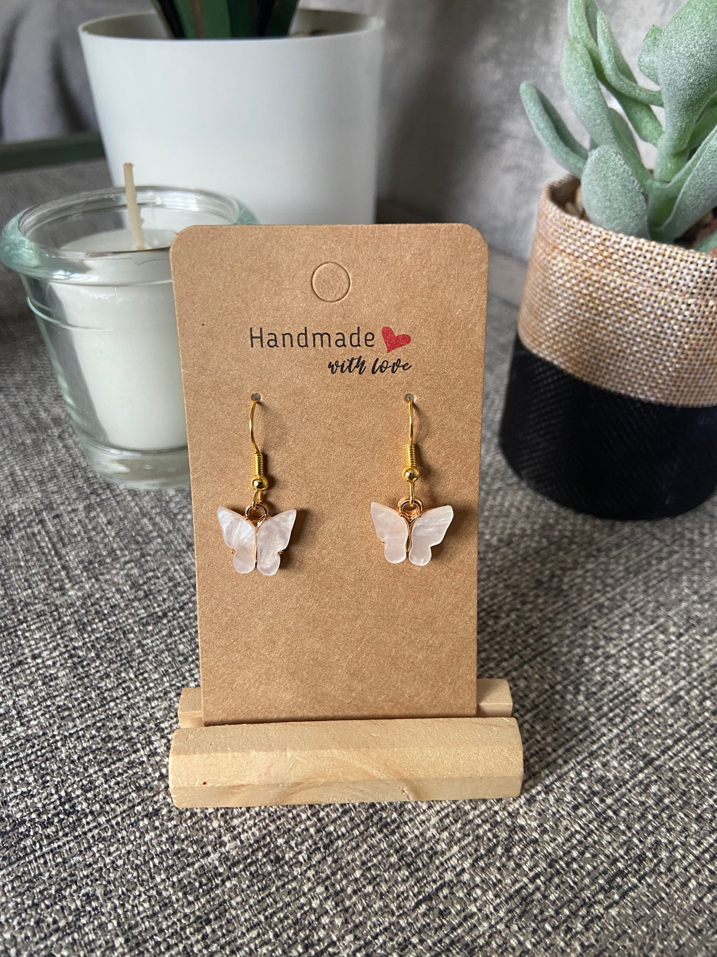 Small Butterfly Dangle Gold Earring