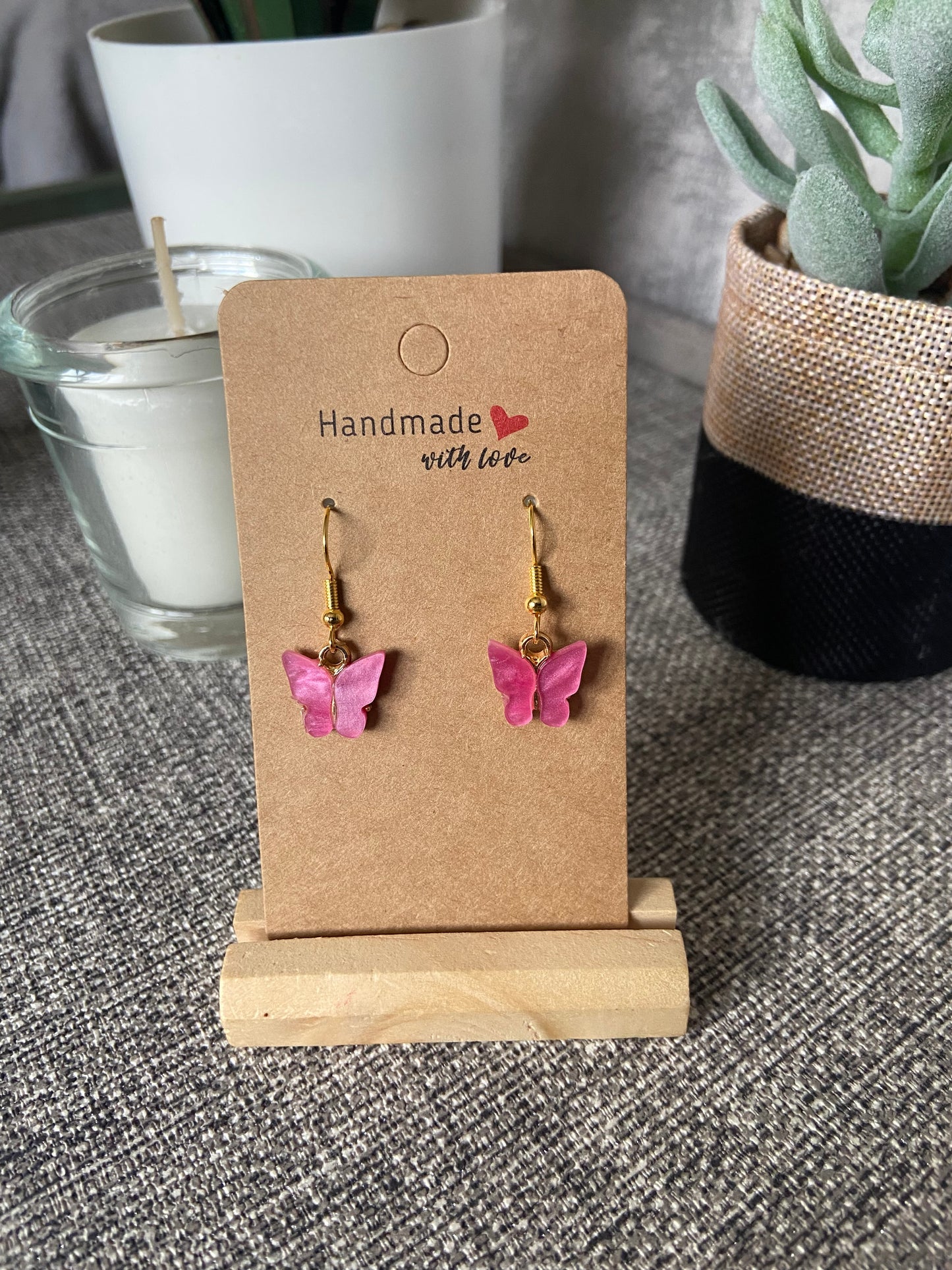 Small Butterfly Dangle Gold Earring