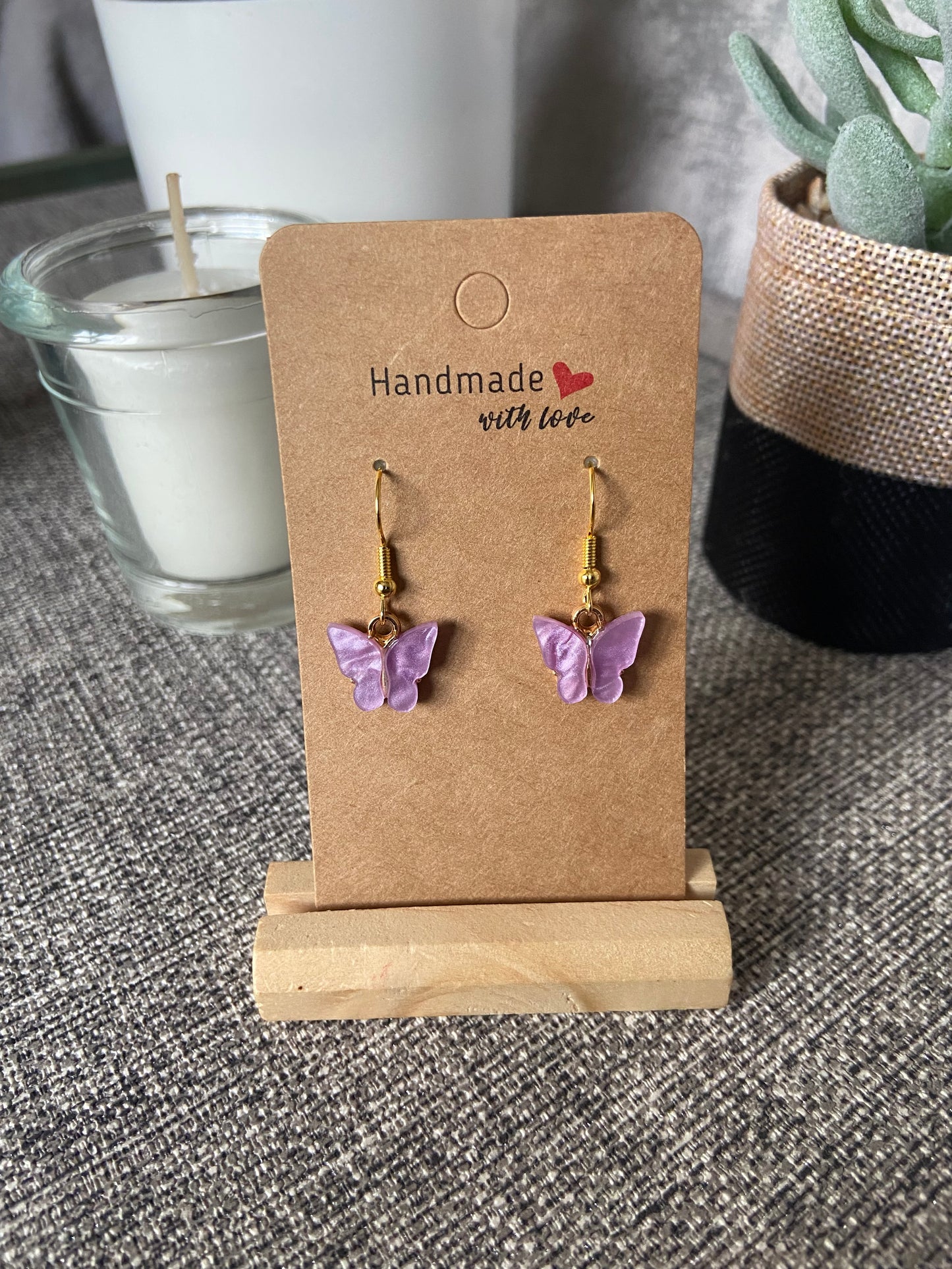 Small Butterfly Dangle Gold Earring
