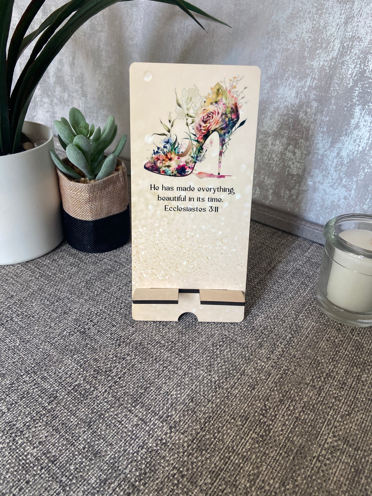 Mobile Phone Stand MDF - Everything Beautiful In Its Time Ecc 3:11