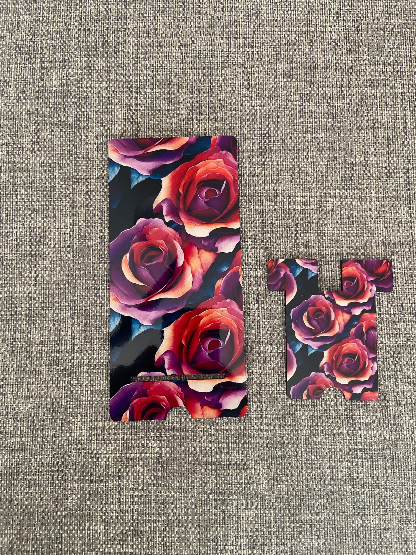 Mobile Phone Stand MDF - Purple/Red Floral