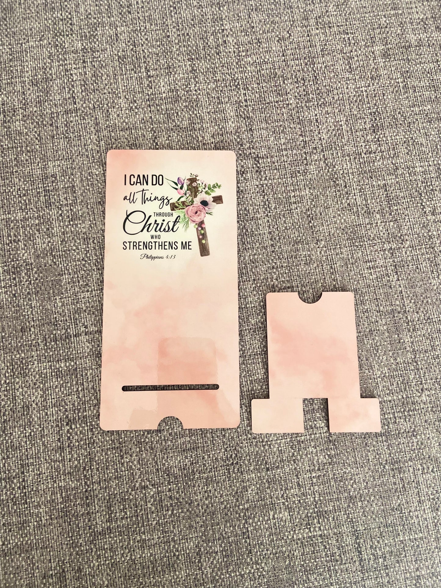 Mobile Phone Stand MDF - I Can Do All Things Through Christ Philippians 4:13
