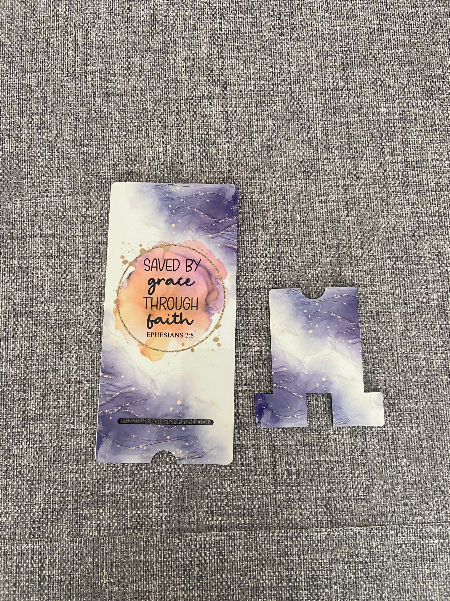 Mobile Phone Stand MDF - Saved By Grace Through Faith Ephesians 2:8