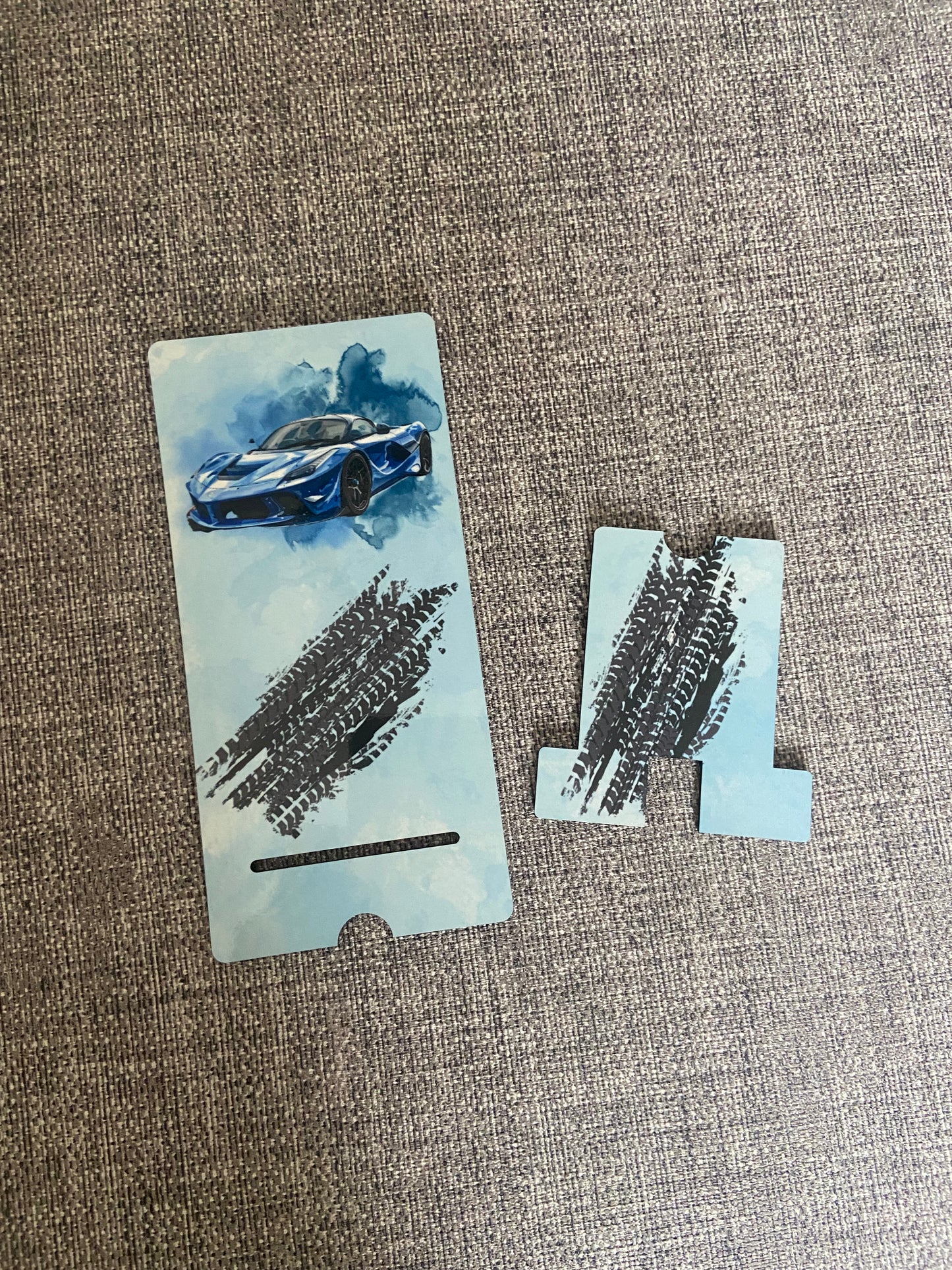 Mobile Phone Stand MDF - Blue Racing Car