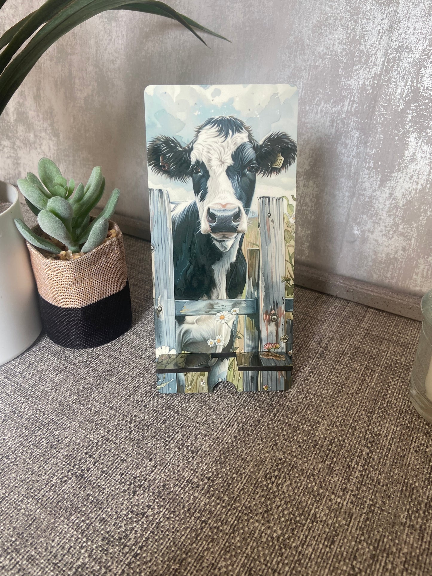 Mobile Phone Stand MDF - Cow In Field