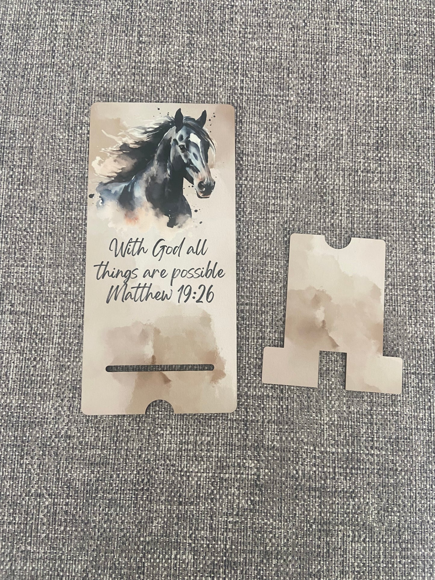 Mobile Phone Stand MDF - With God All Things Are Possible Matthew 19:26