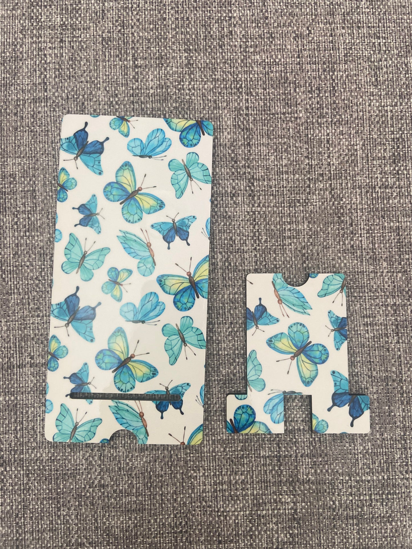 Mobile Phone Stand MDF - Turquoise Butterfly
