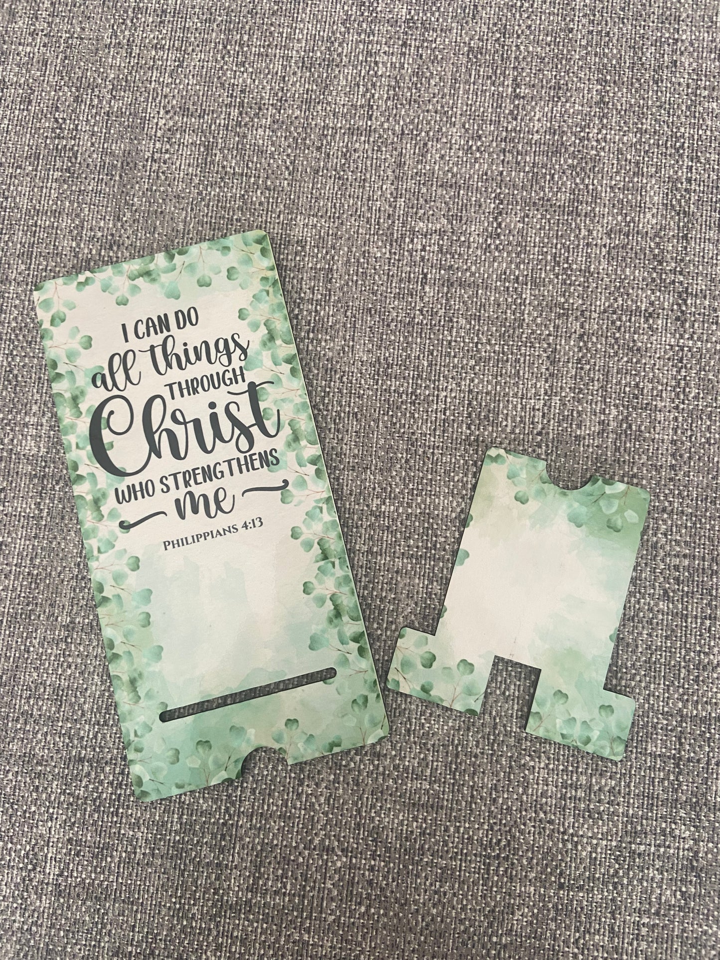 Mobile Phone Stand MDF - I Can Do All Things Through Christ Philippians 4:13