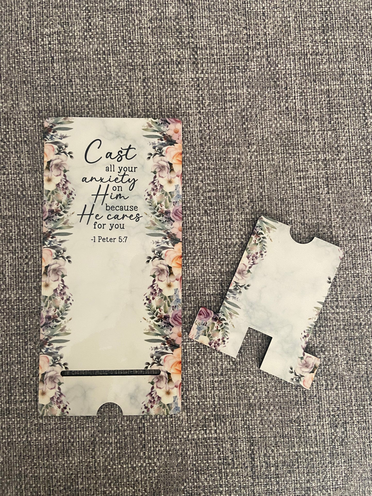 Mobile Phone Stand MDF - Cast All Your Anxiety On Him 1 Peter 5:7