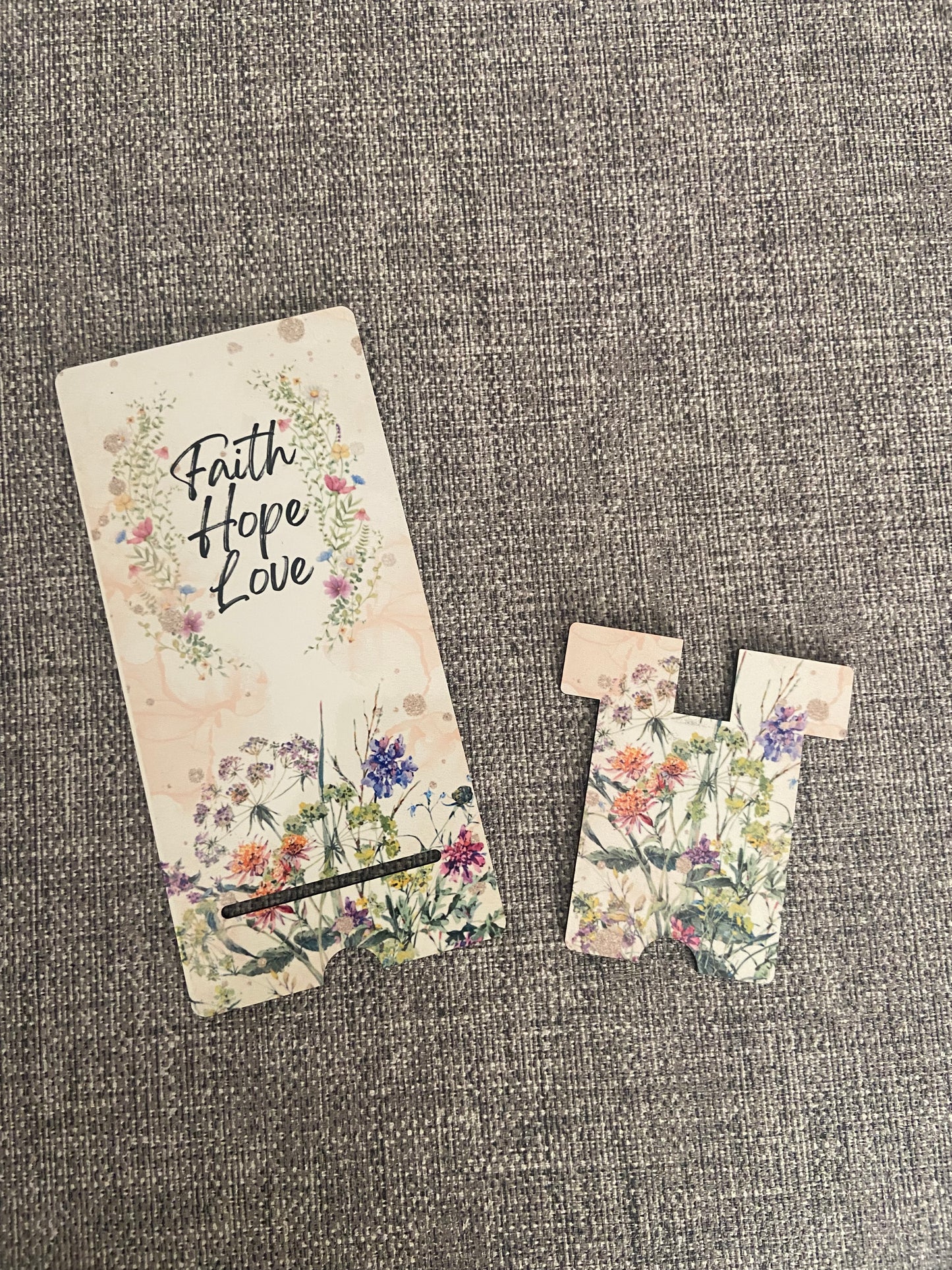 Mobile Phone Stand MDF - Faith, Hope, Love