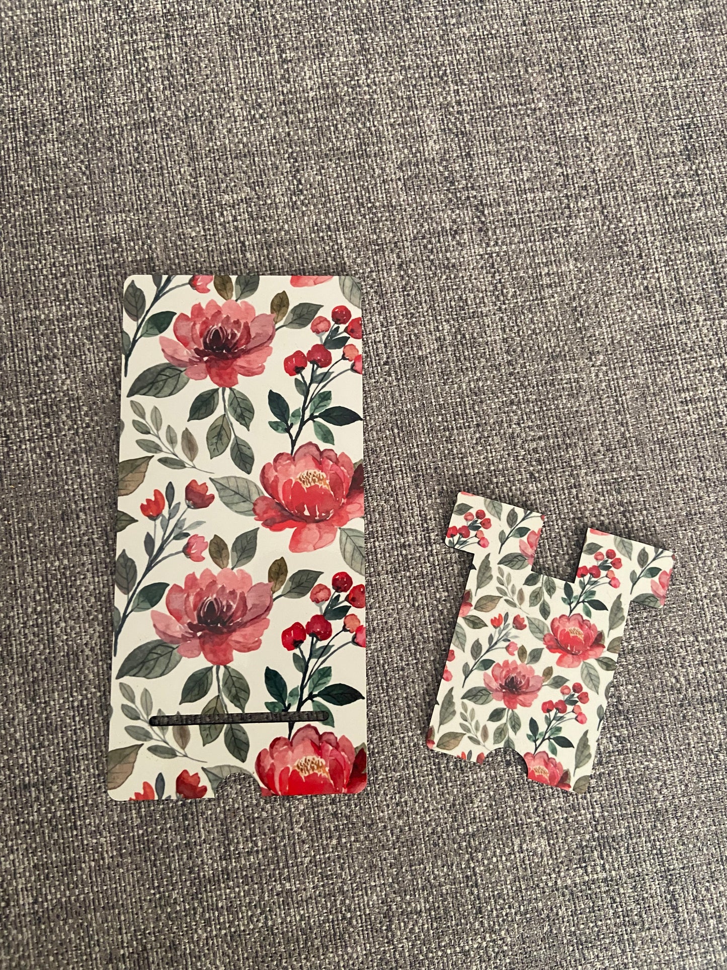 Mobile Phone Stand MDF - Red Floral