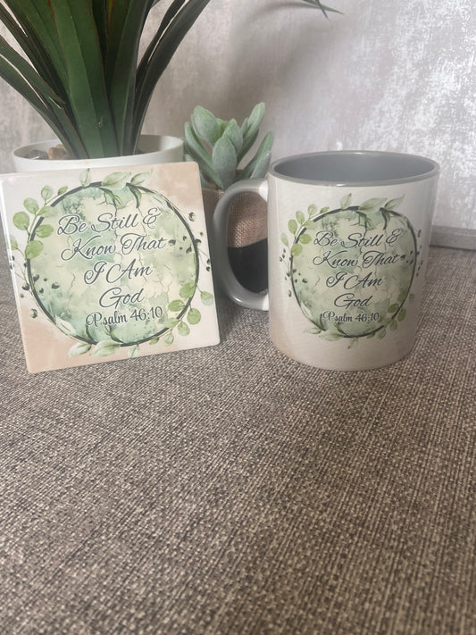 Be Still & Know That I Am God Psalm 46:10 Mug & Coaster Set
