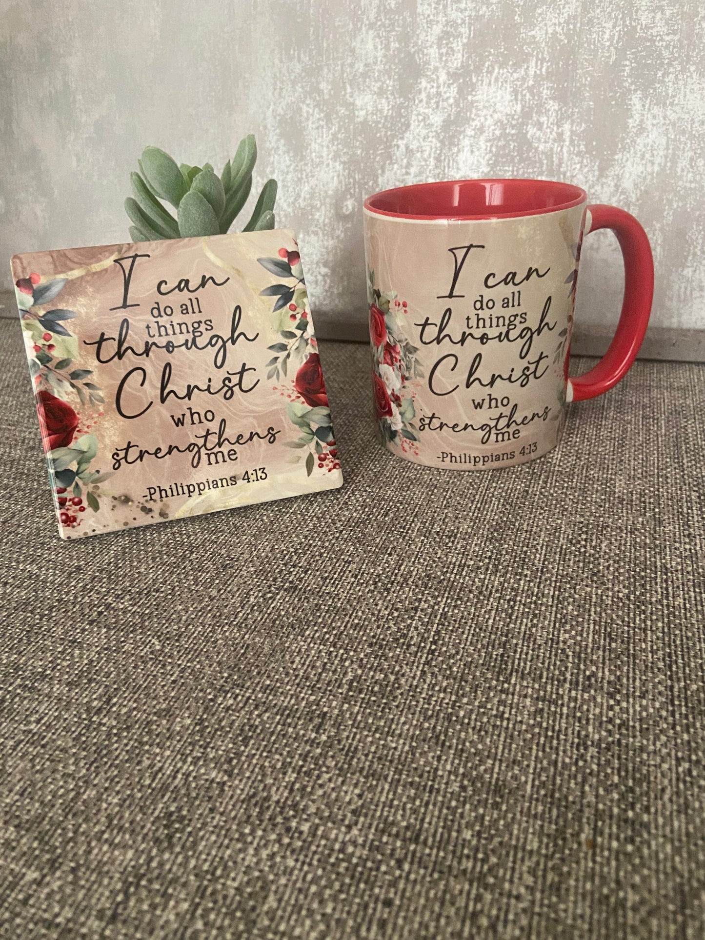 I Can Do All Things Through Christ Philippians 4:13 Mug & Coaster Set