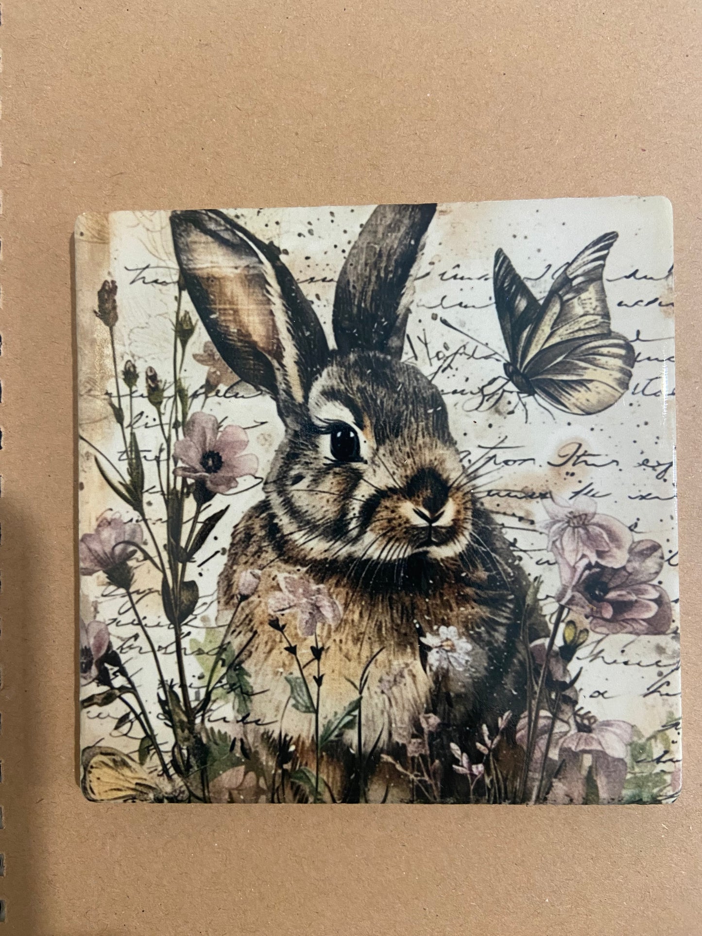 Vintage Rabbit Single Coaster