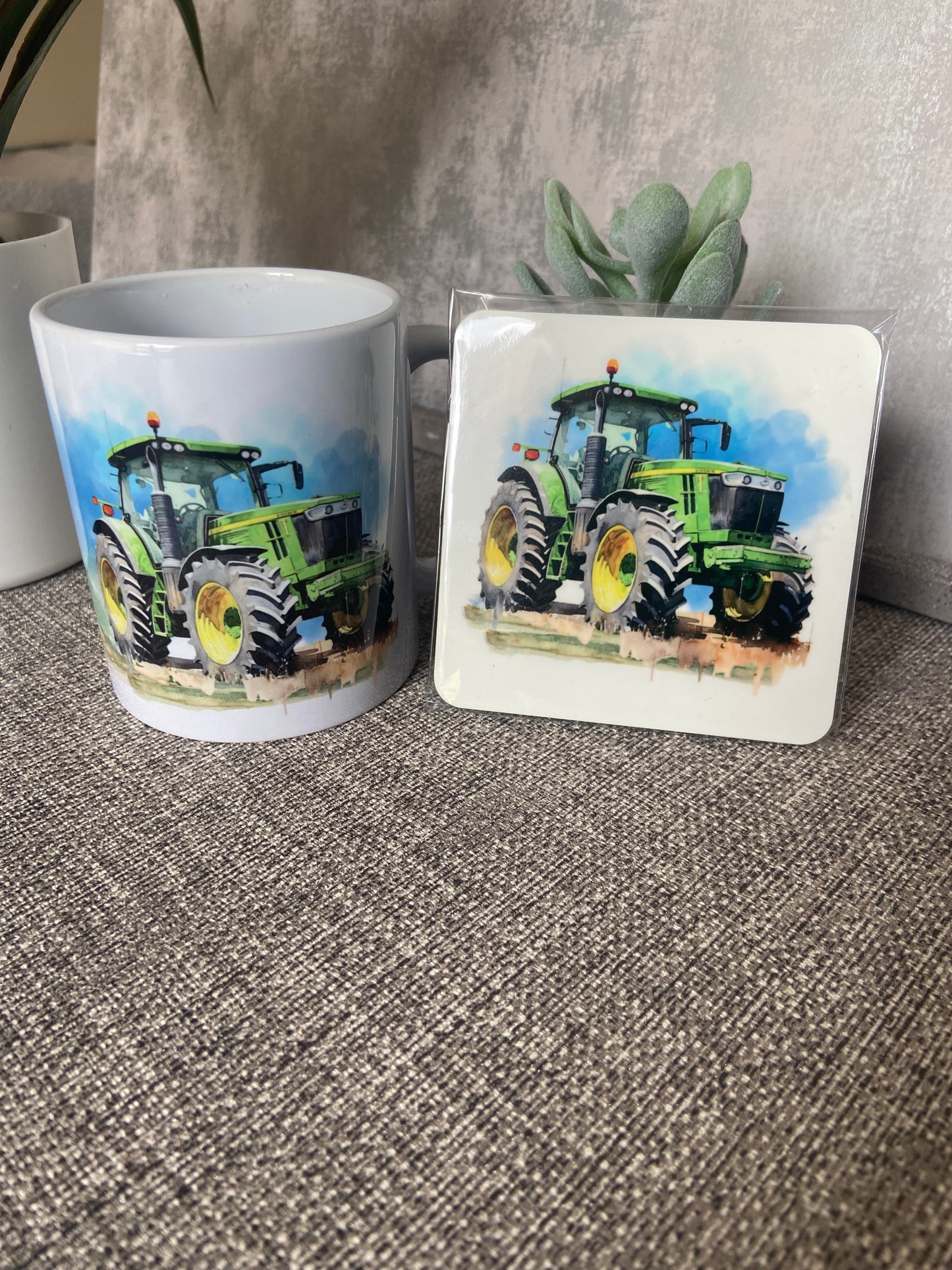 Farm Life - Green Tractor Mug & Coaster Set