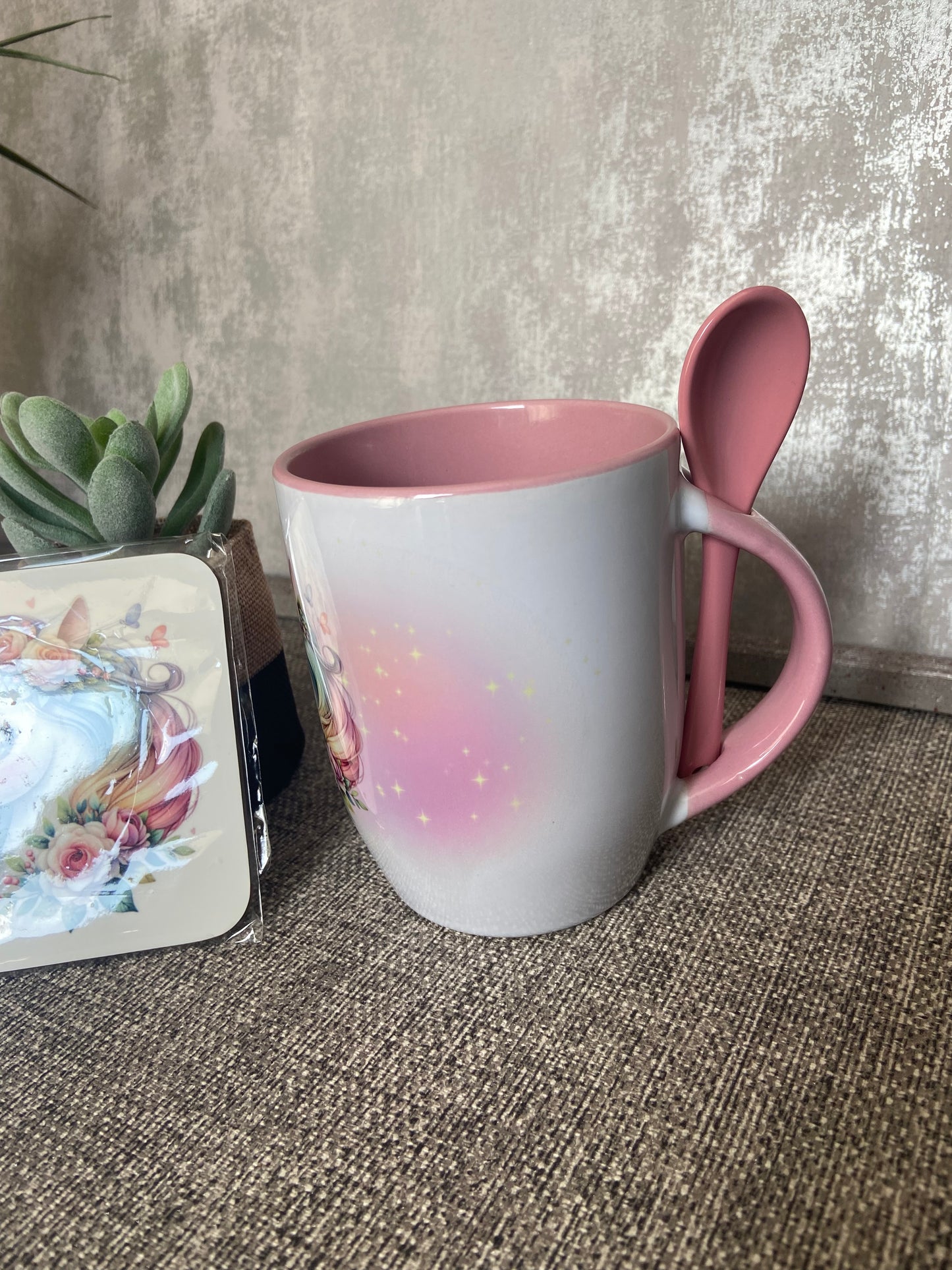 Unicorn Mug, Spoon & Coaster Set