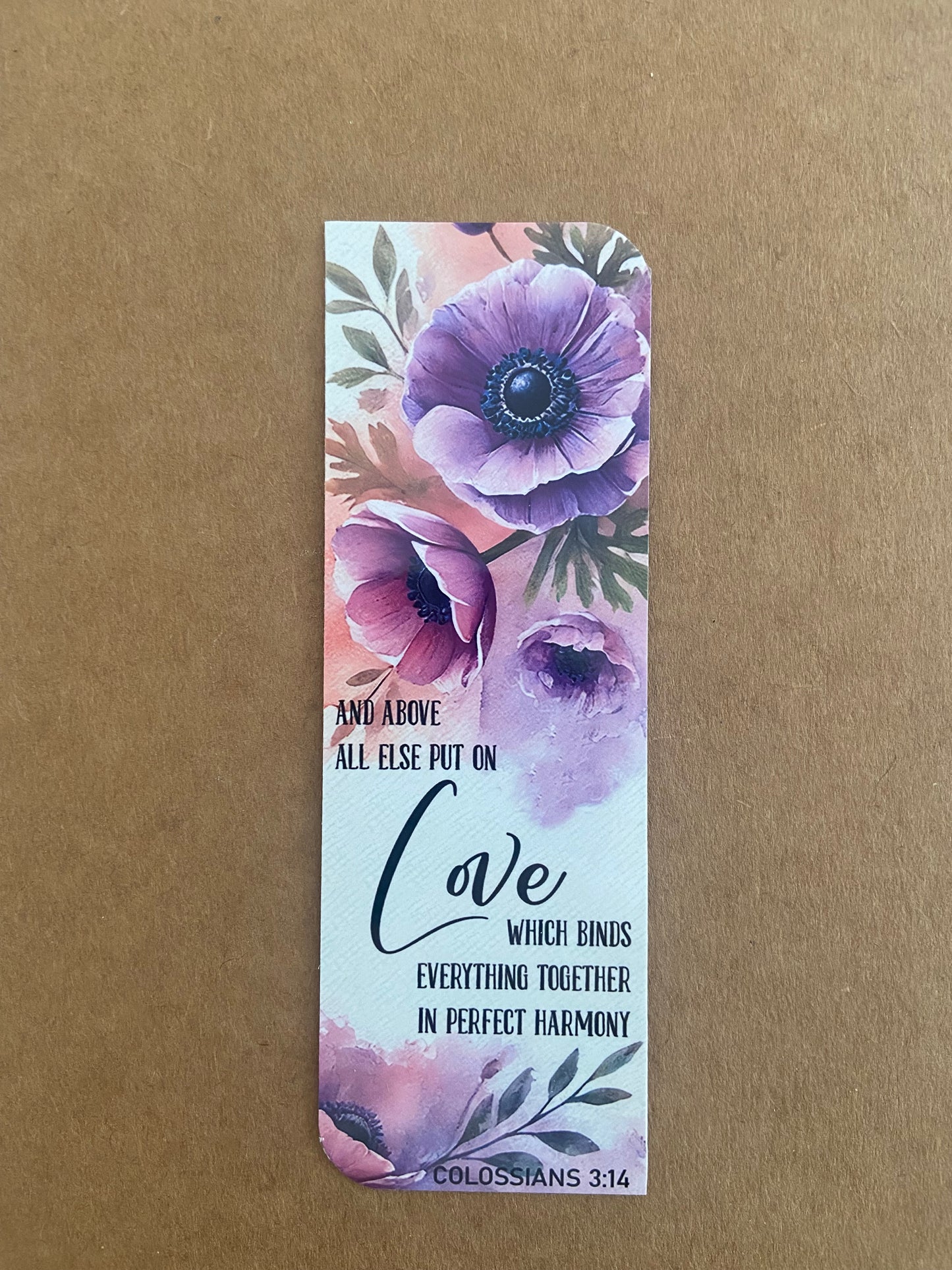Laminated Bookmark- Put On Love Which Binds Everything Together Colossians 3:14