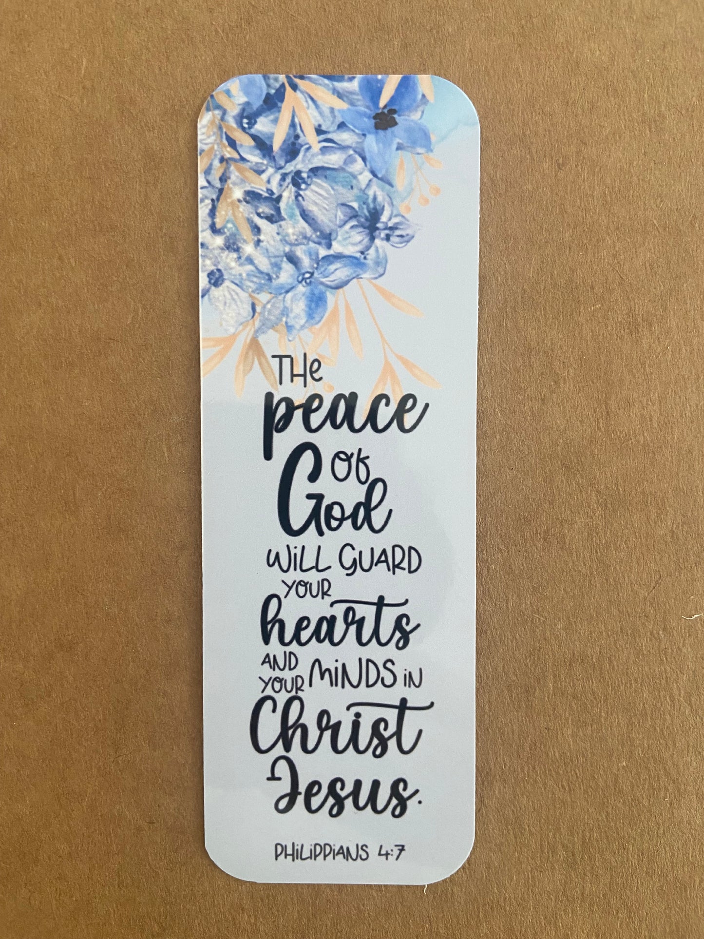 Laminated Bookmark- The Peace of God Will Guard Your Hearts Philippians 4:7