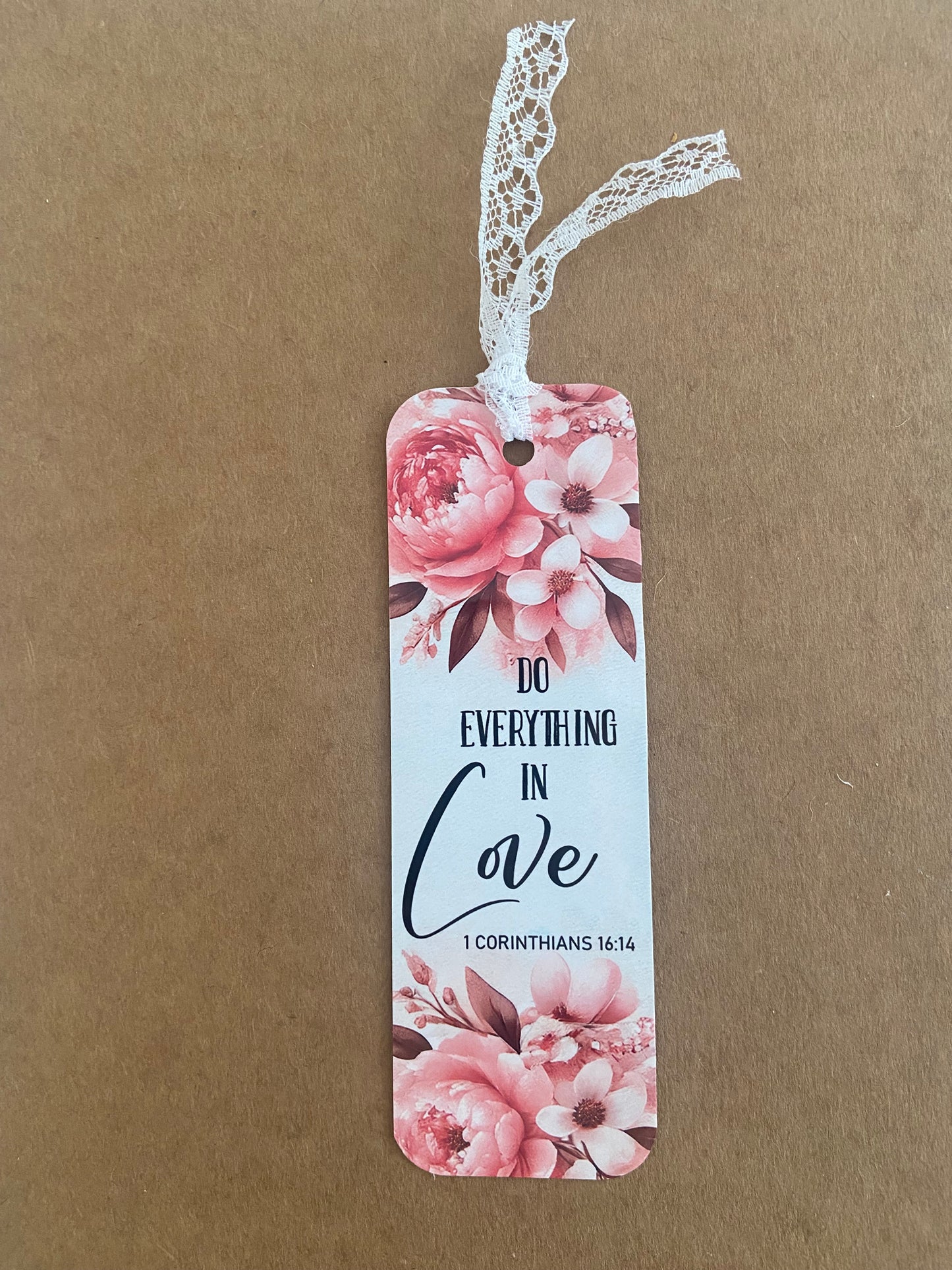 Laminated Bookmark- Do Everything In Love (With Ribbon) 1 Corinthians 16:14