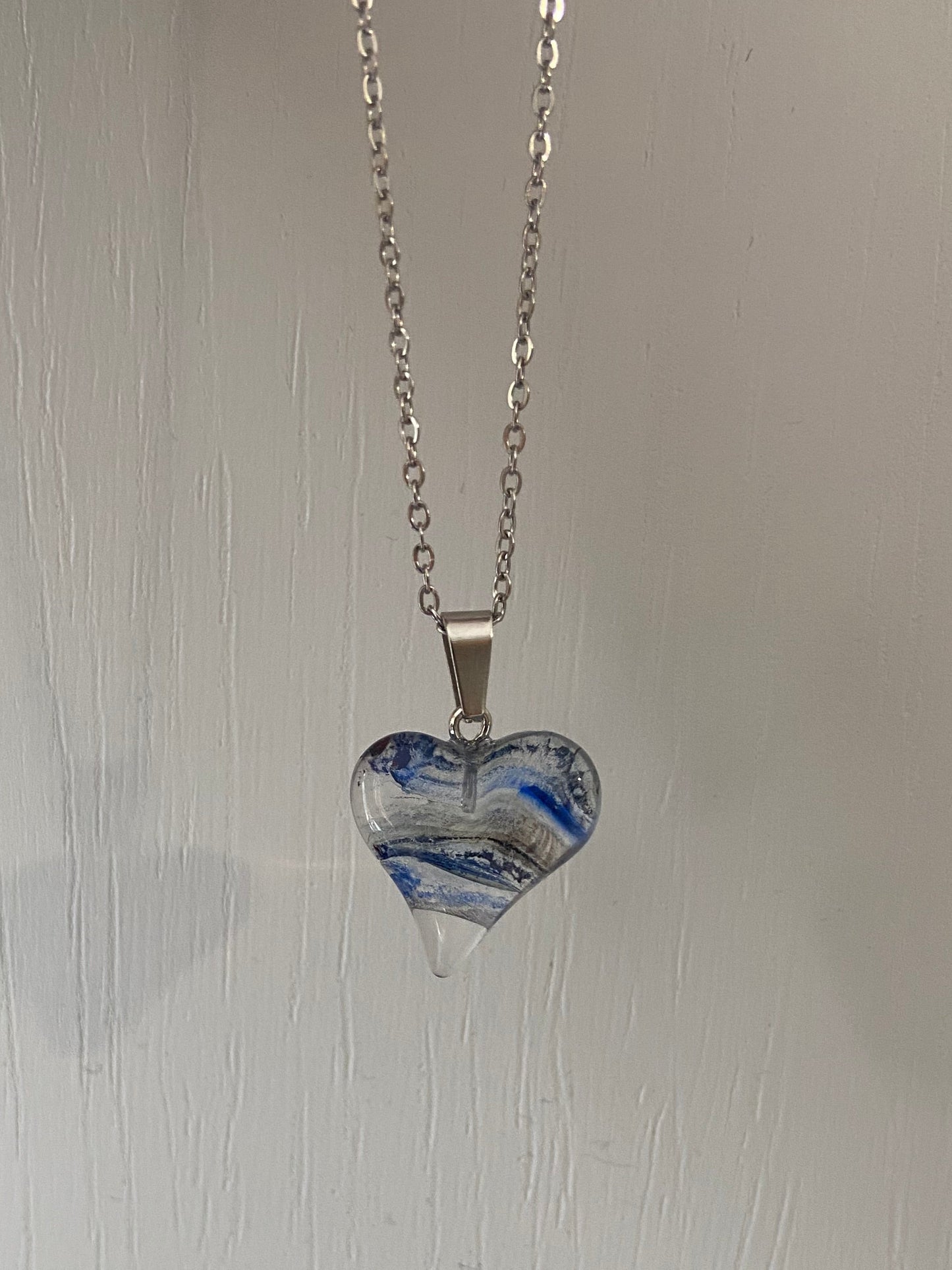 Natual Transparent Colours Crystal Heart Silver 2x2cm Heart Pendant (45cm chain) 10 Variations