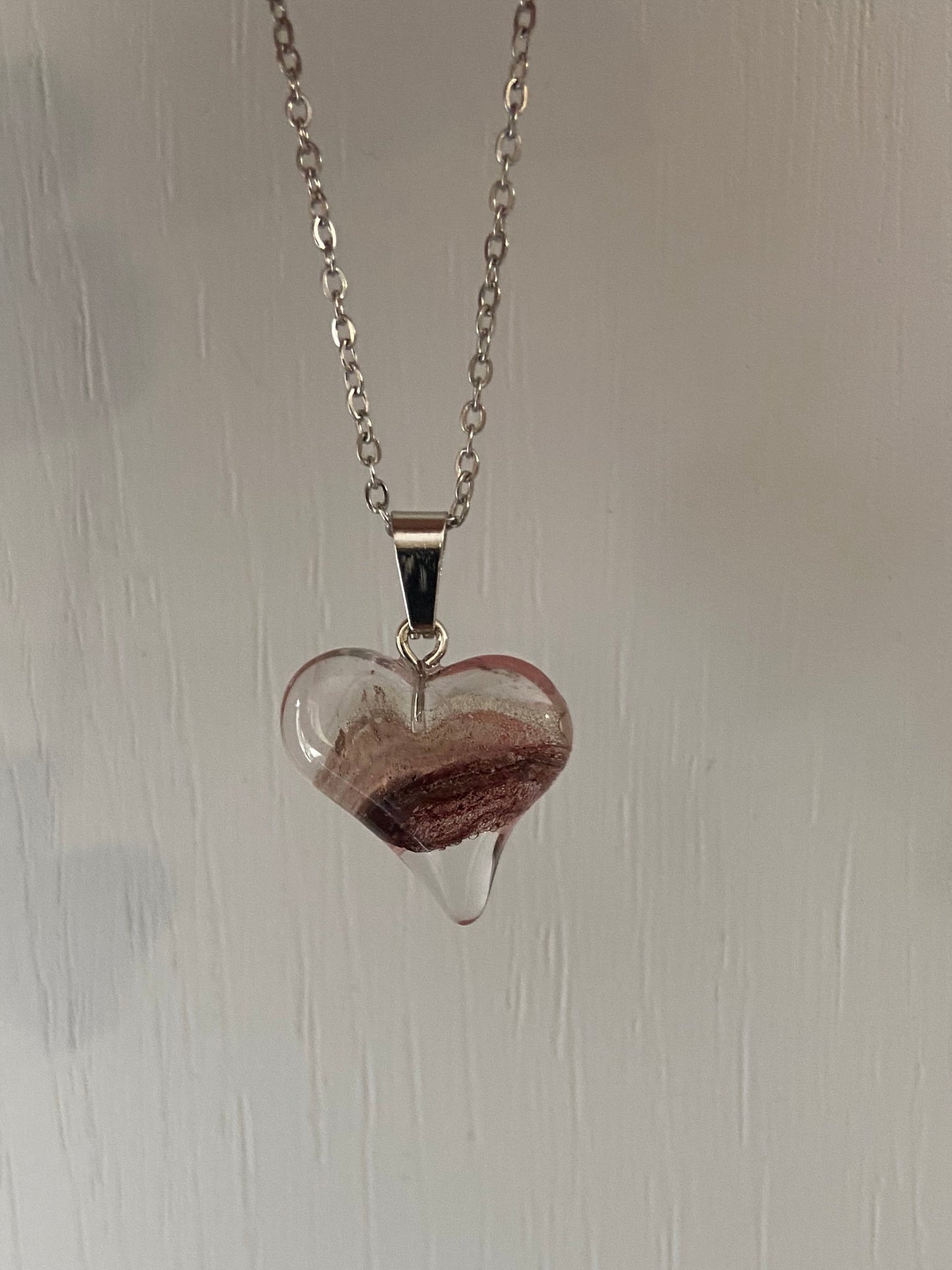 Natual Transparent Colours Crystal Heart Silver 2x2cm Heart Pendant (45cm chain) 10 Variations