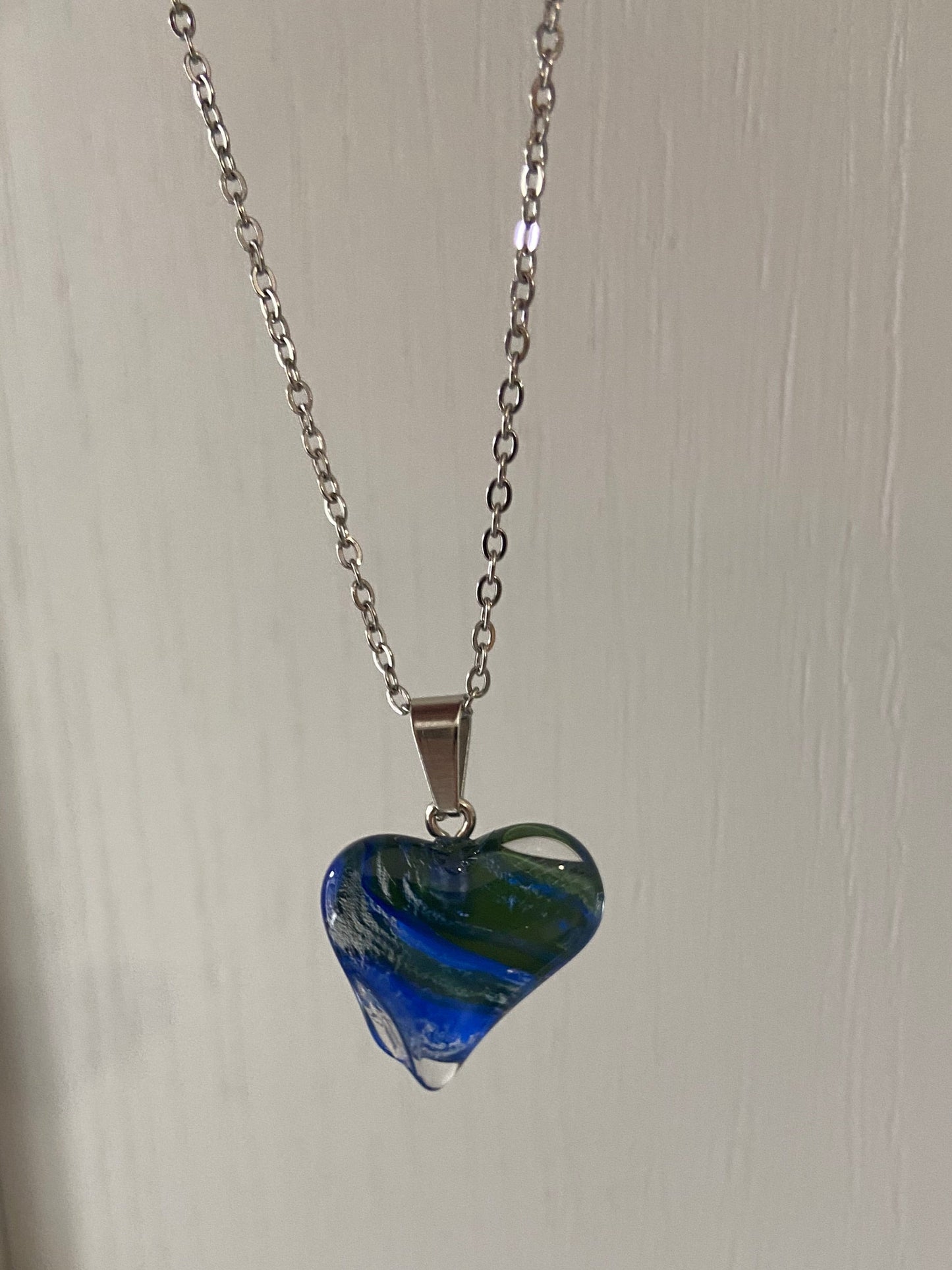 Natual Transparent Colours Crystal Heart Silver 2x2cm Heart Pendant (45cm chain) 10 Variations