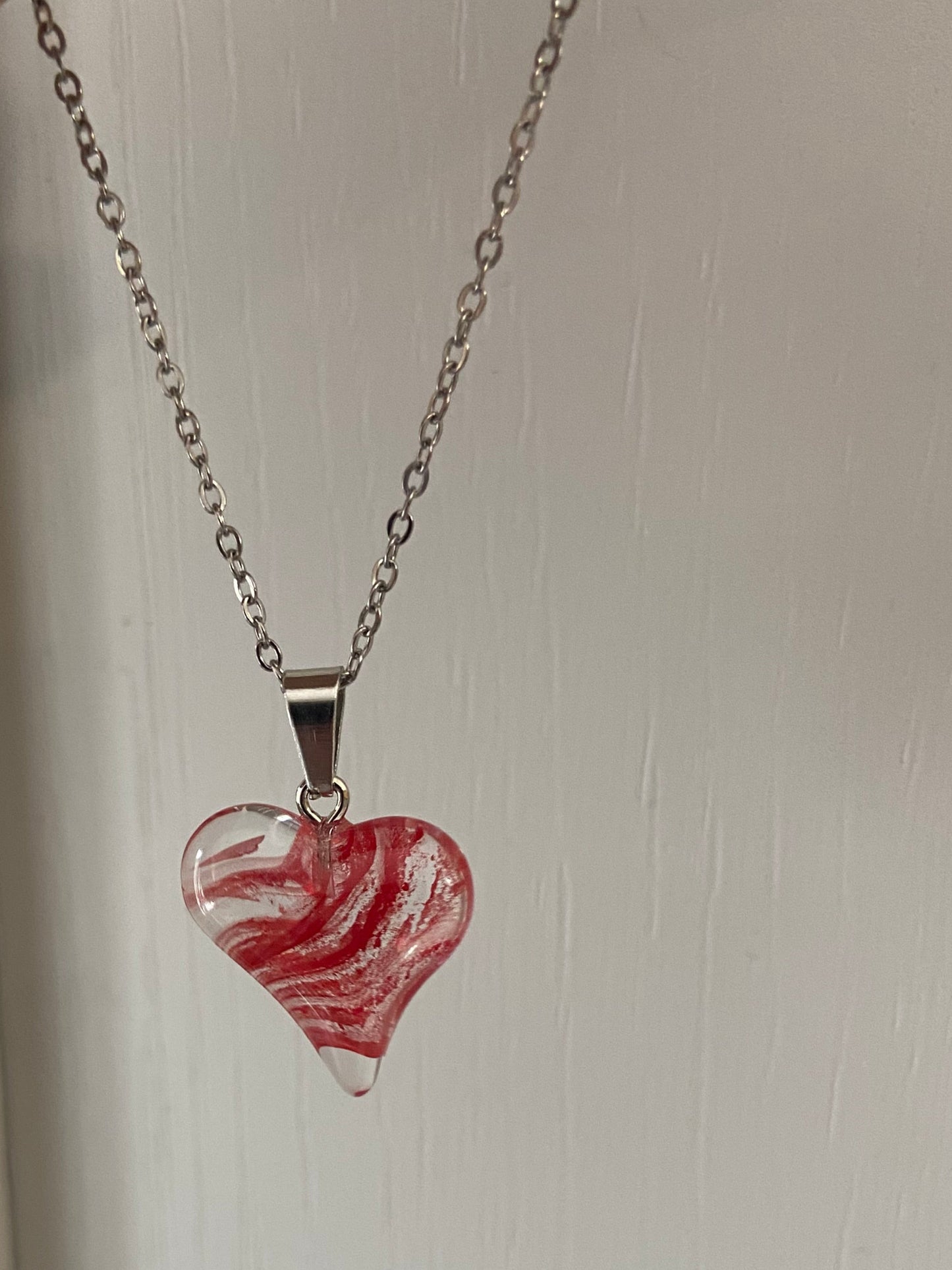 Natual Transparent Colours Crystal Heart Silver 2x2cm Heart Pendant (45cm chain) 10 Variations