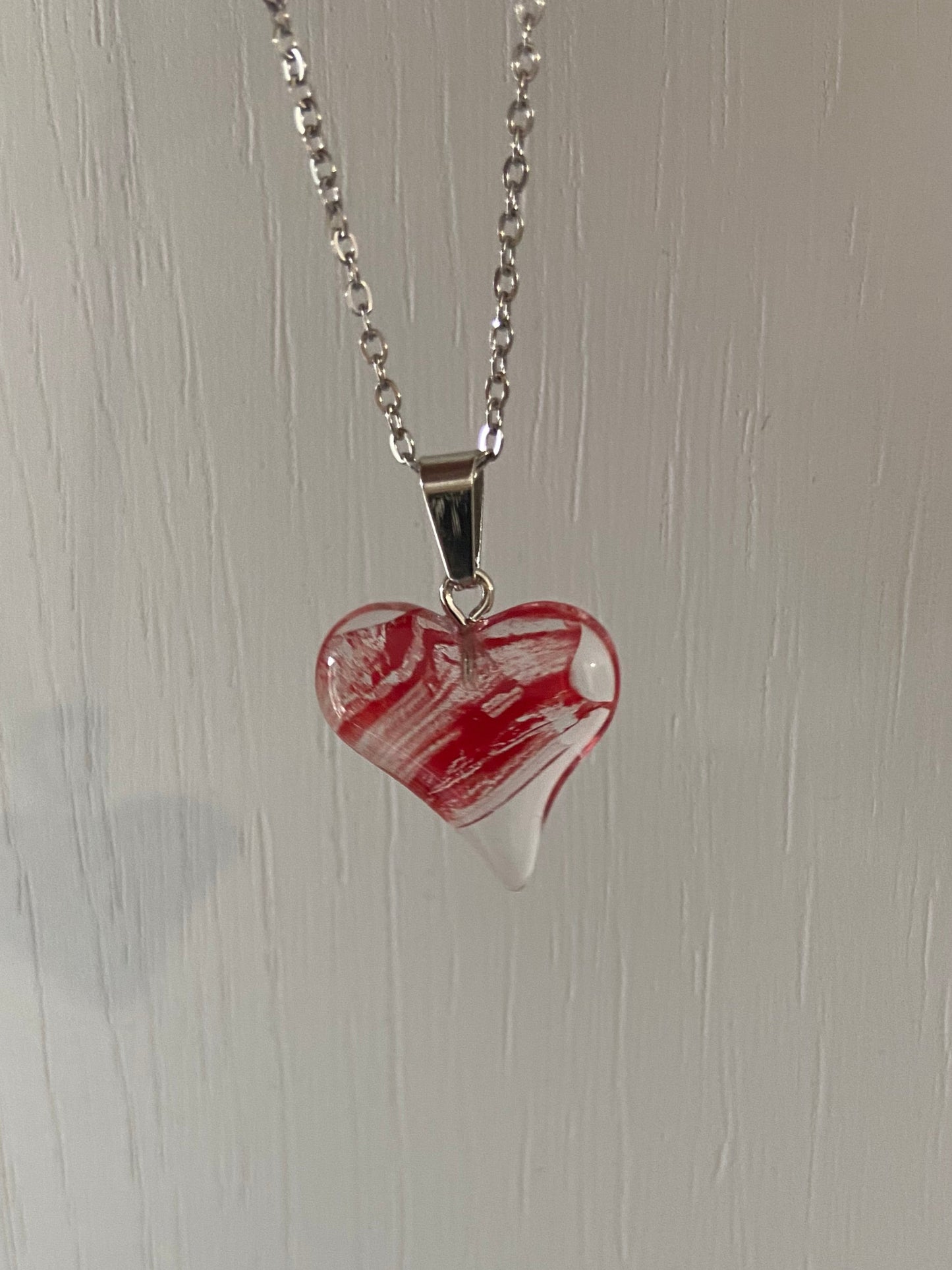 Natual Transparent Colours Crystal Heart Silver 2x2cm Heart Pendant (45cm chain) 10 Variations