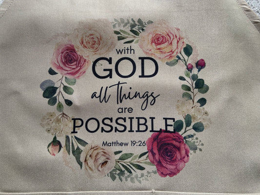 Adult Apron -With God All Things Are Possible Matthew 19:26