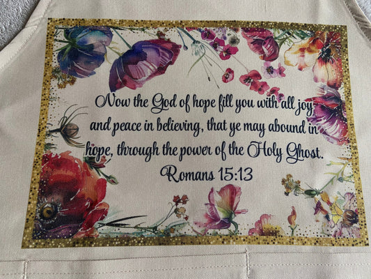 Adult Apron - Now The God of Hope Fill You With All Joy Romans 15:13