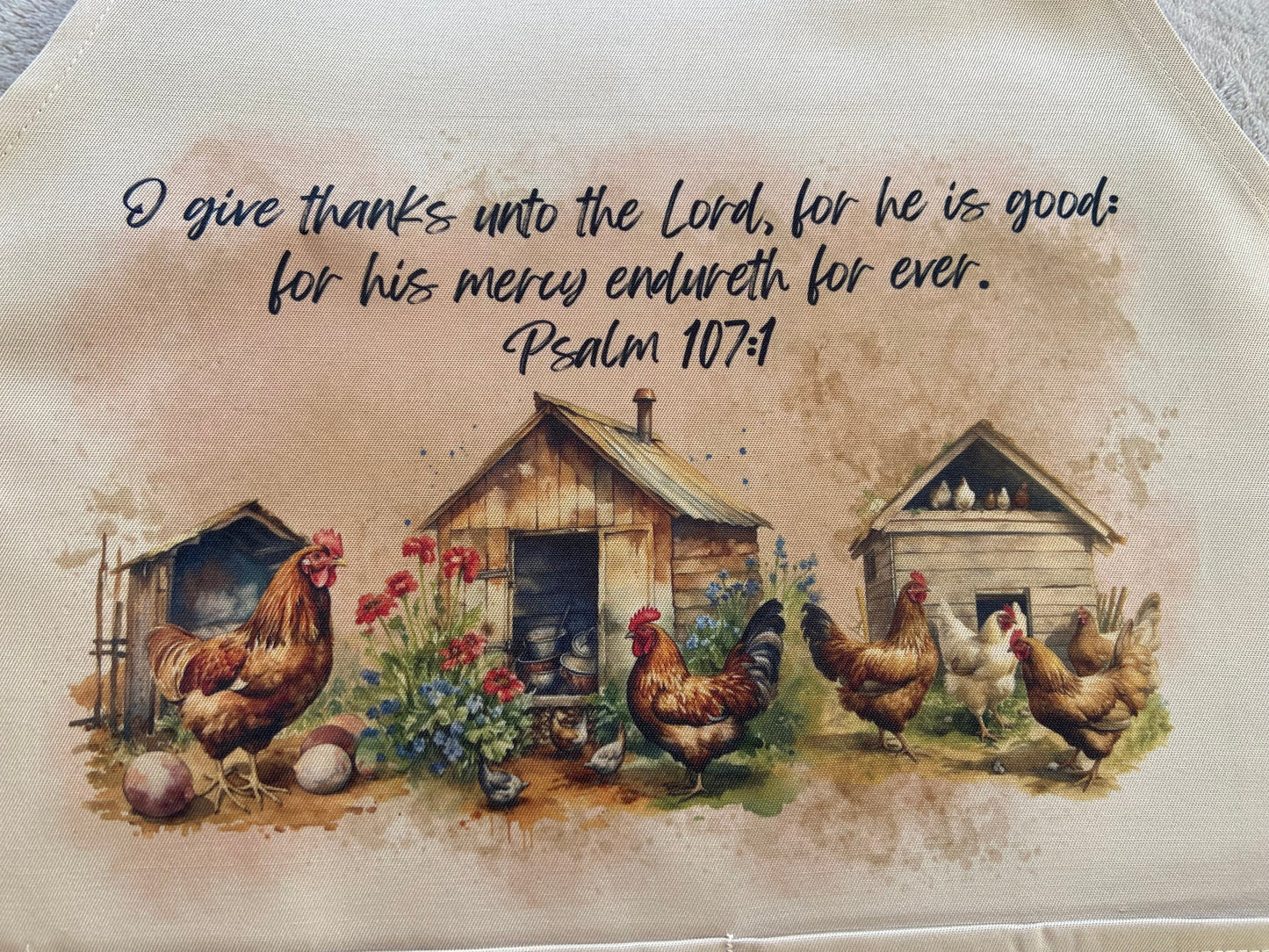 Adult Apron - I Give Thanks Unto The Lord Psalm 107:1
