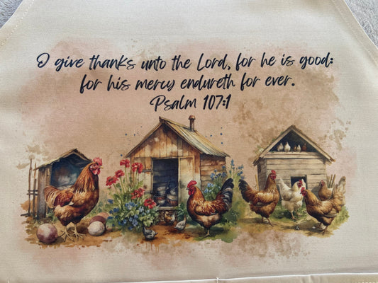 Adult Apron - I Give Thanks Unto The Lord Psalm 107:1