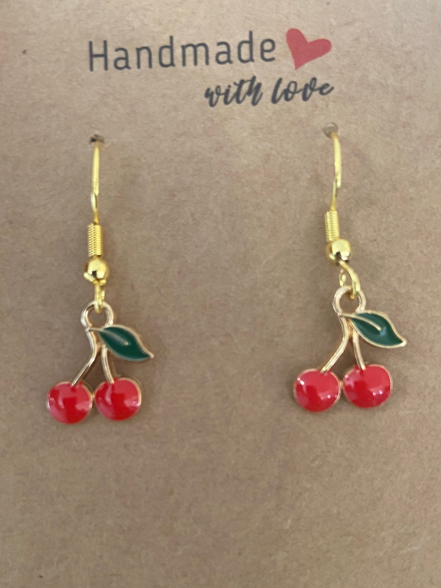 Cherry Dangle Gold Earring