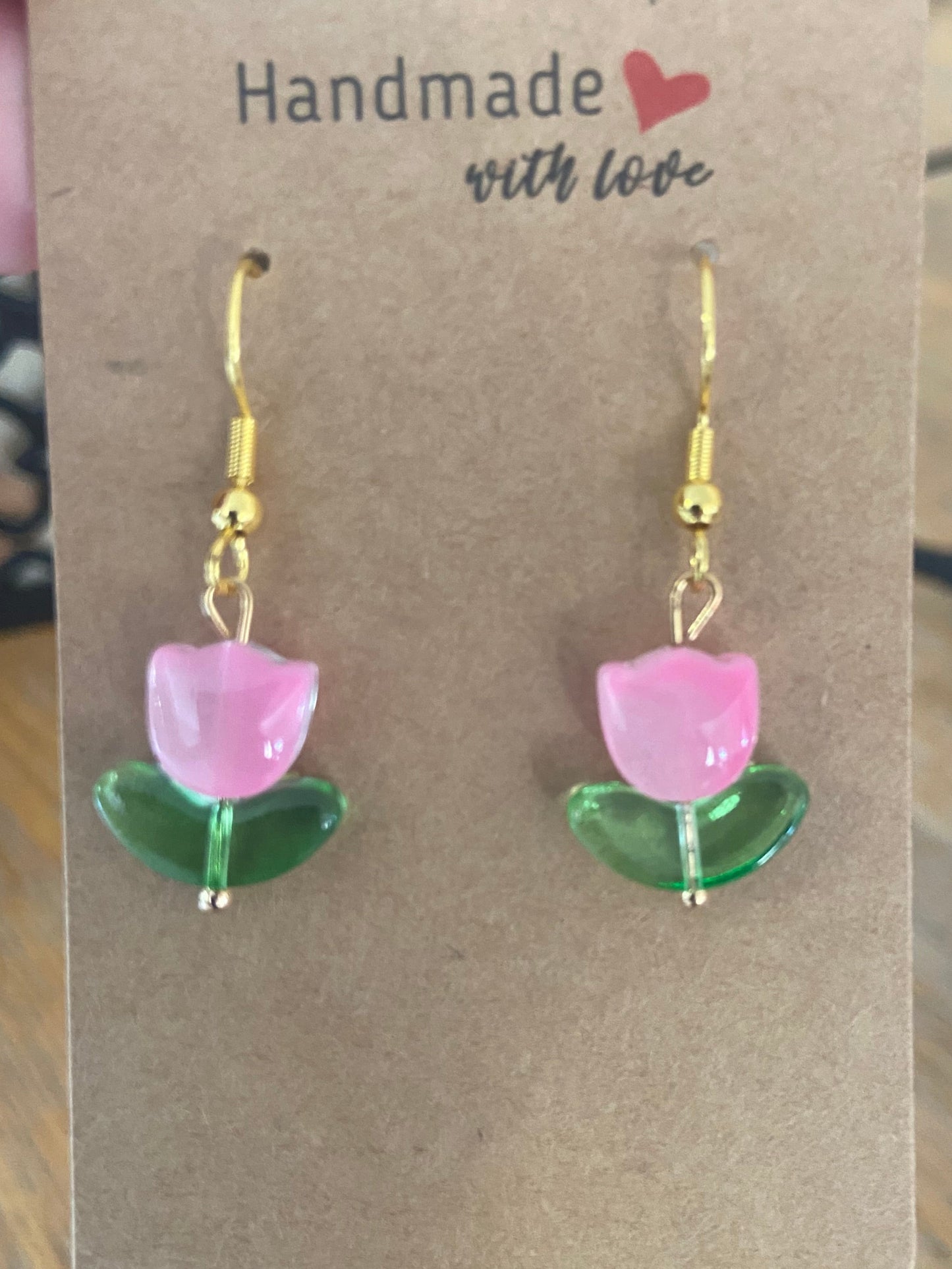 Tulip Dangle Gold Earring Blue/Pink/ Yellow
