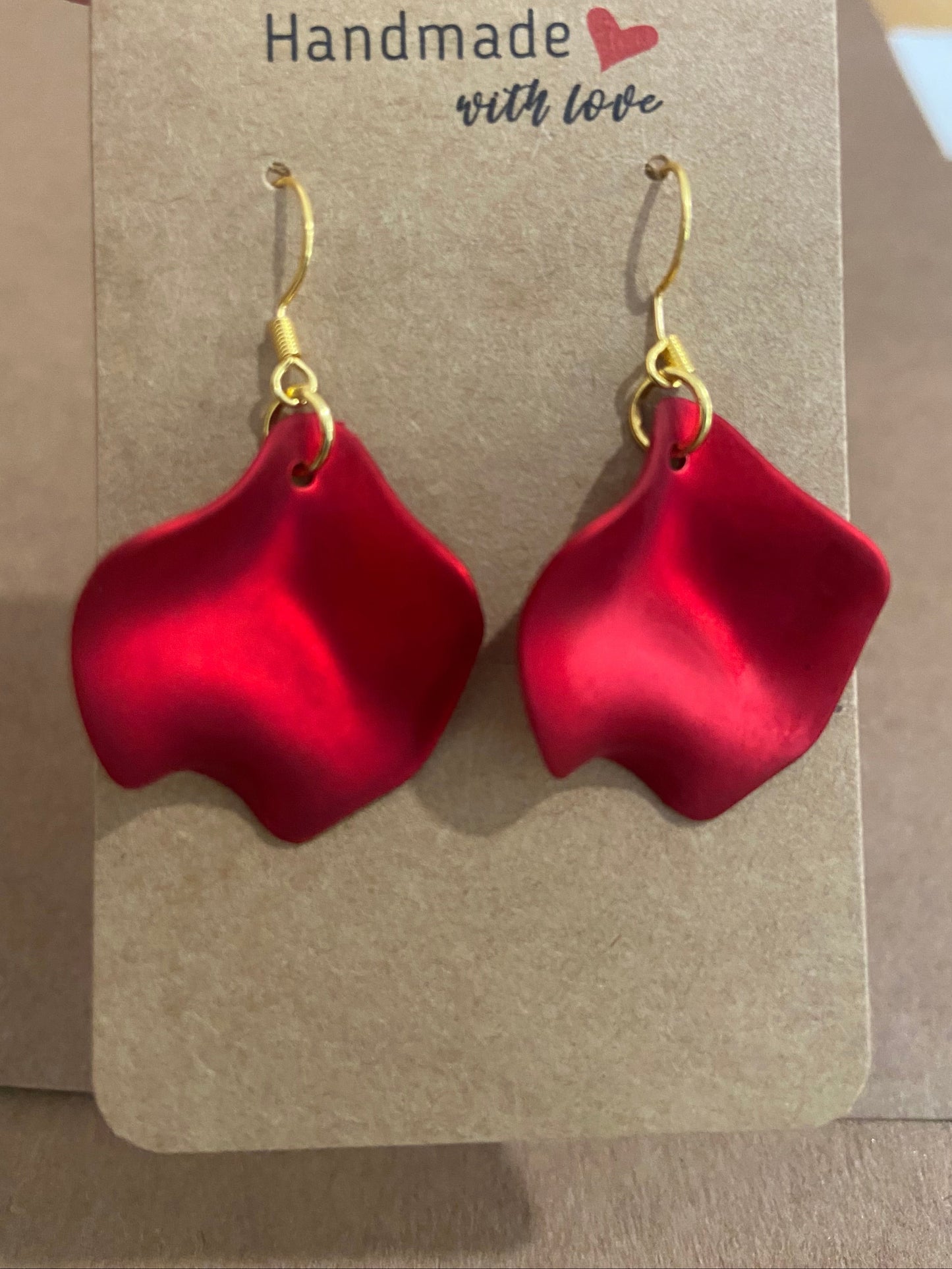 Elegant Rose Petal Dangle Gold Earring