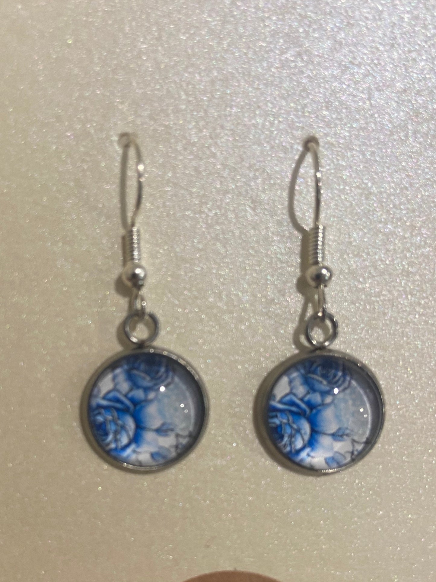 Dazzling & beautiful large blue rose pendant & Earring Set