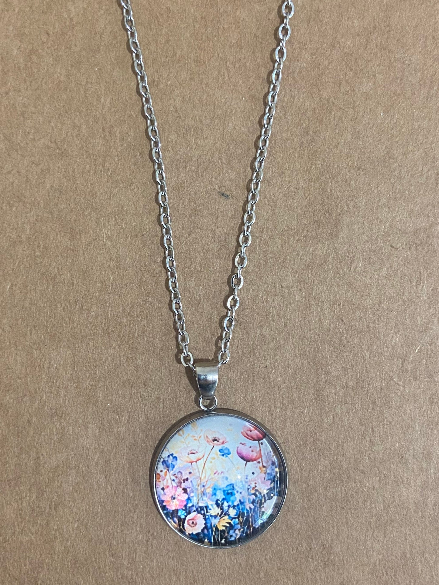 Wildflowers Silver earring & necklace set (45cm chain)
