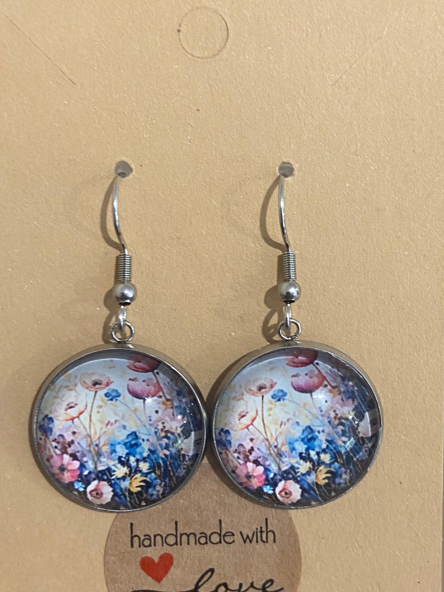 Wildflowers Silver earring & necklace set (45cm chain)
