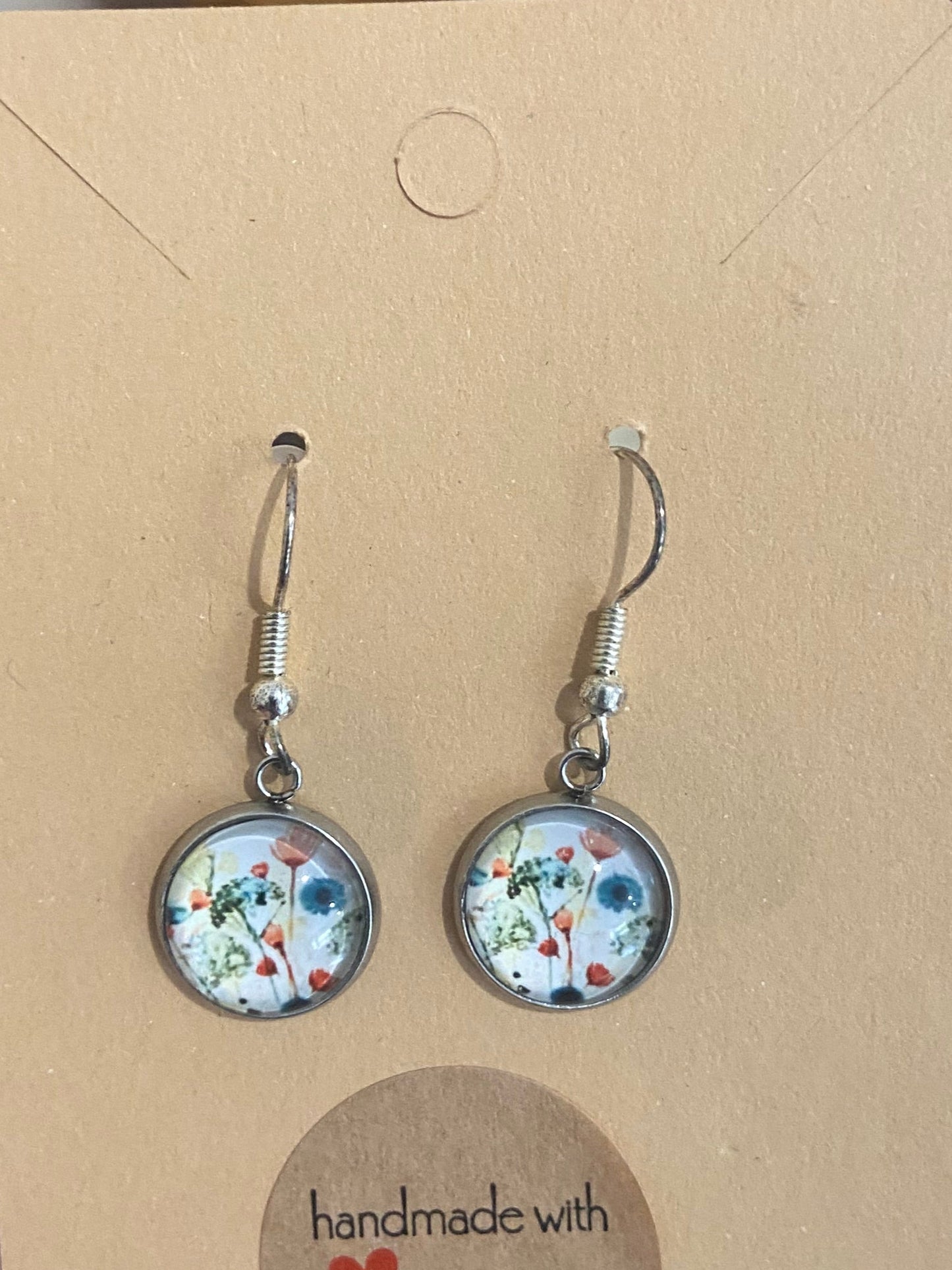 Floral Silver earring & necklace set (45cm chain)