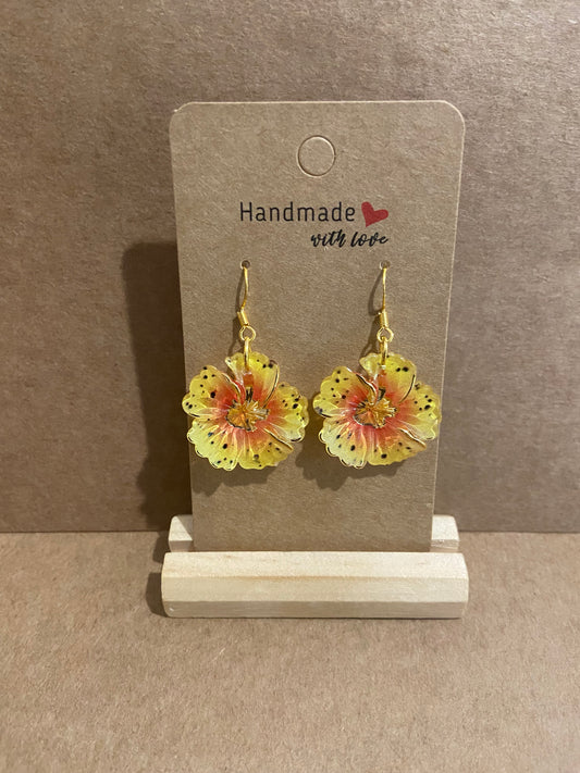 Yellow/Orange & Gold with Speckles Gold dangle earring